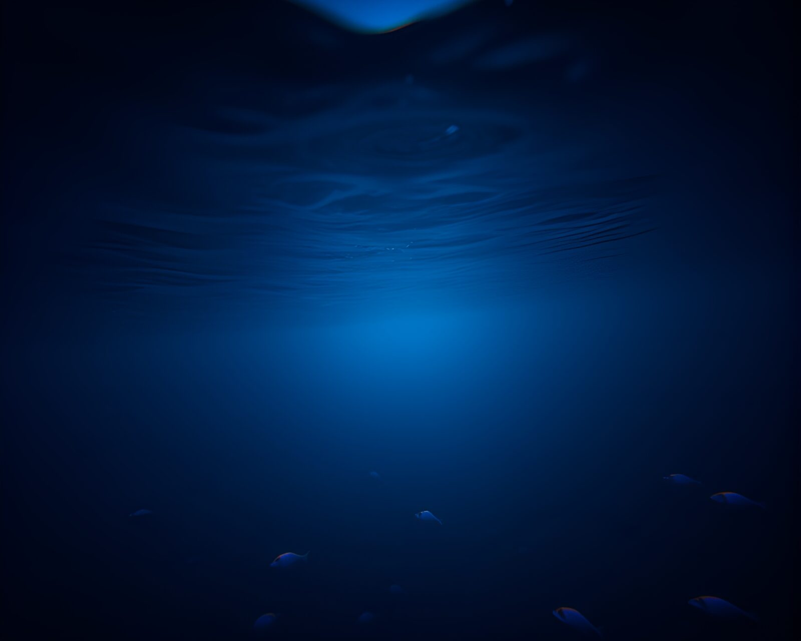 Ethereal underwater scene with submarine, bathed in lavender hues
