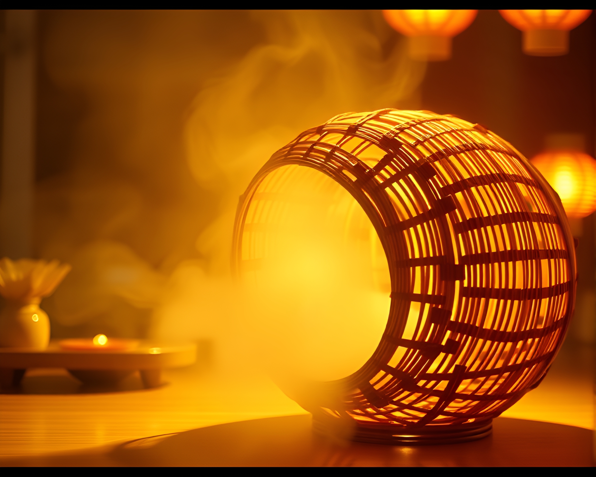 Spiraling Dim Sum Basket in Midday Light – free AI stock image