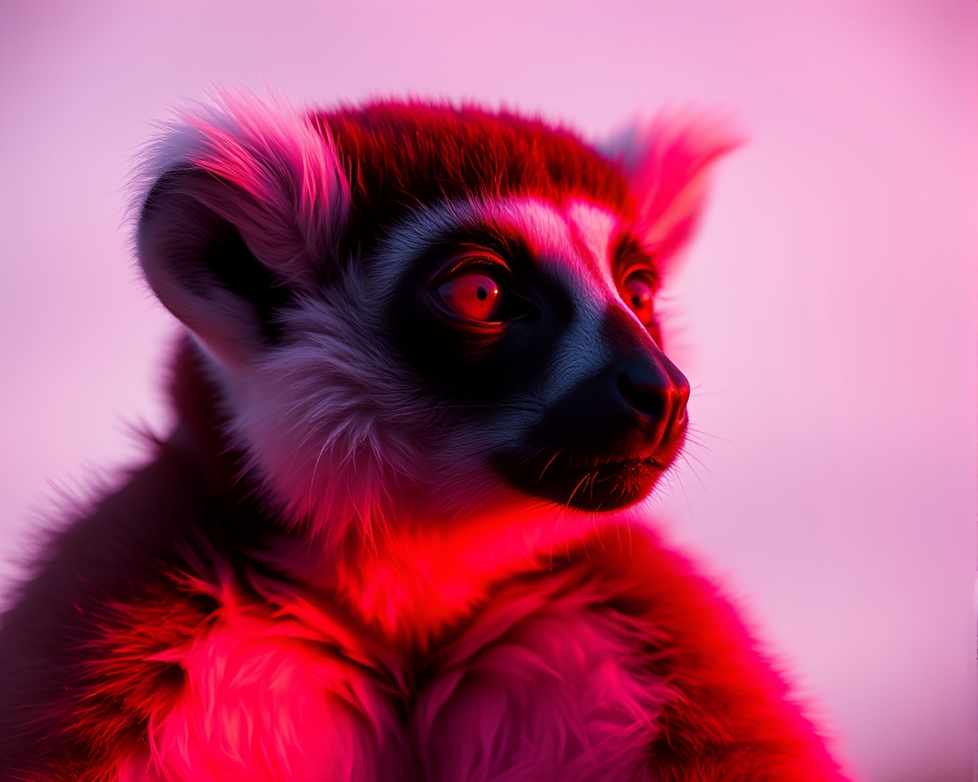 Lemur Sunrise Film Burns 3D Scan Composition – free AI stock image
