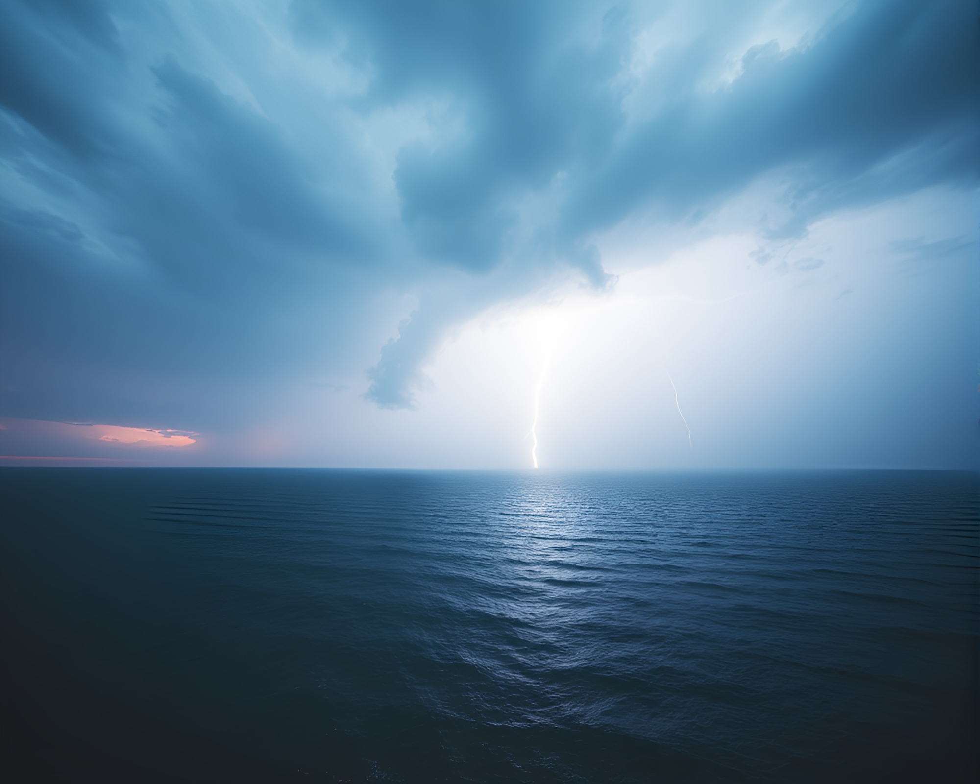 Thunderstorm Lens Flare Over Ocean – free AI stock image