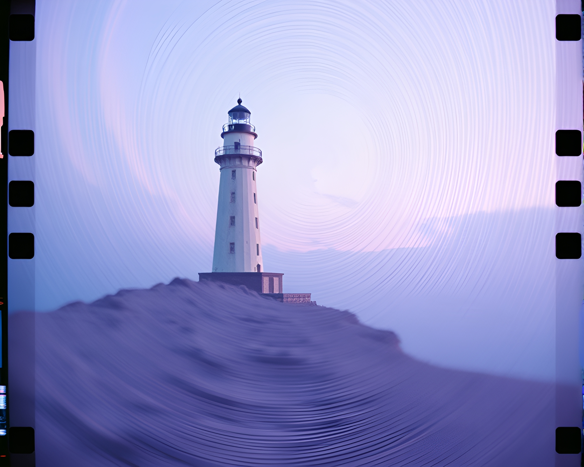 Abandoned Lighthouse in Pastel Film Strip – free AI stock image