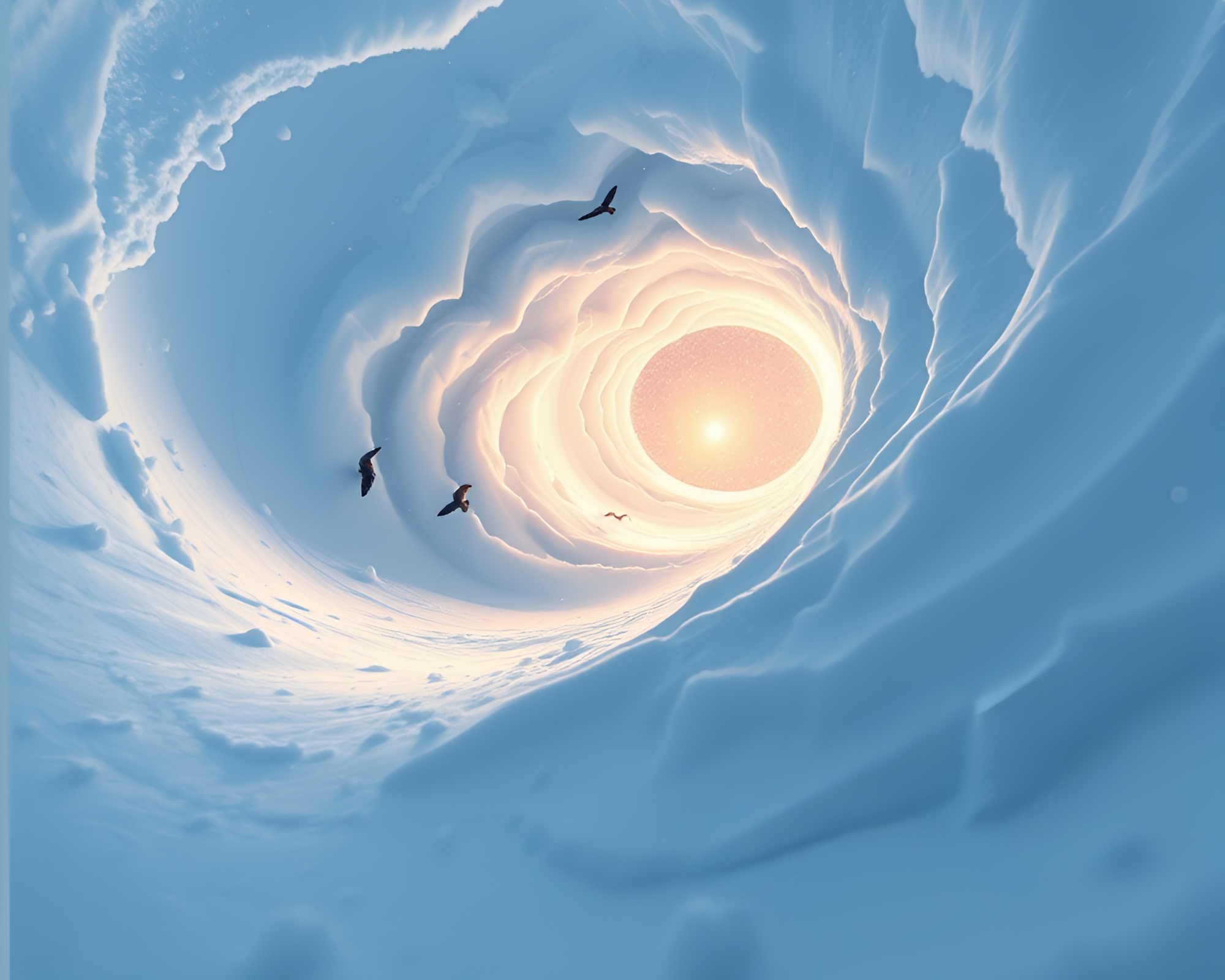 Snowy Owl in Vortex Twist Illuminated by Midday Light – free AI stock image