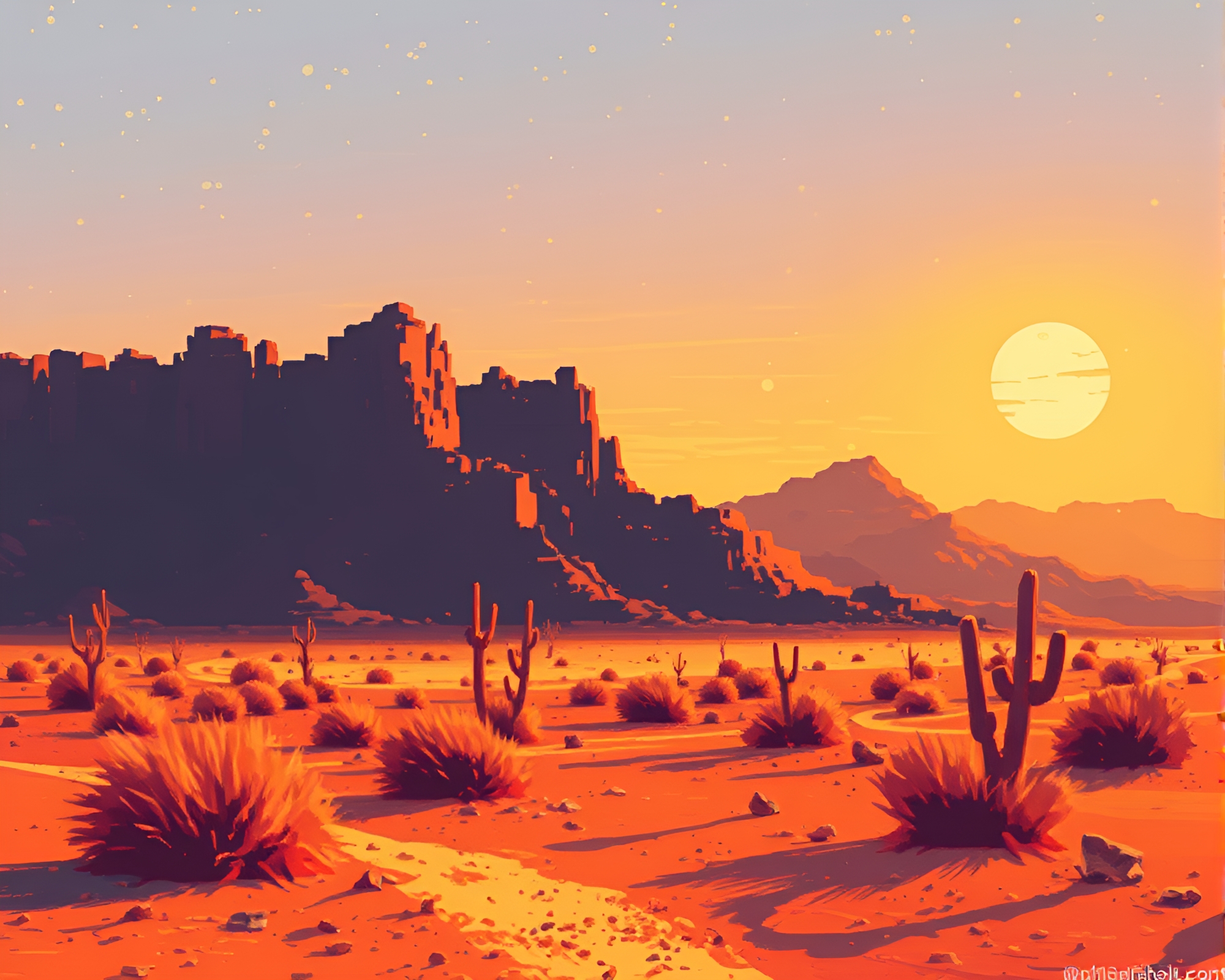 Desert Digital Expressionist Mirage – free AI stock image