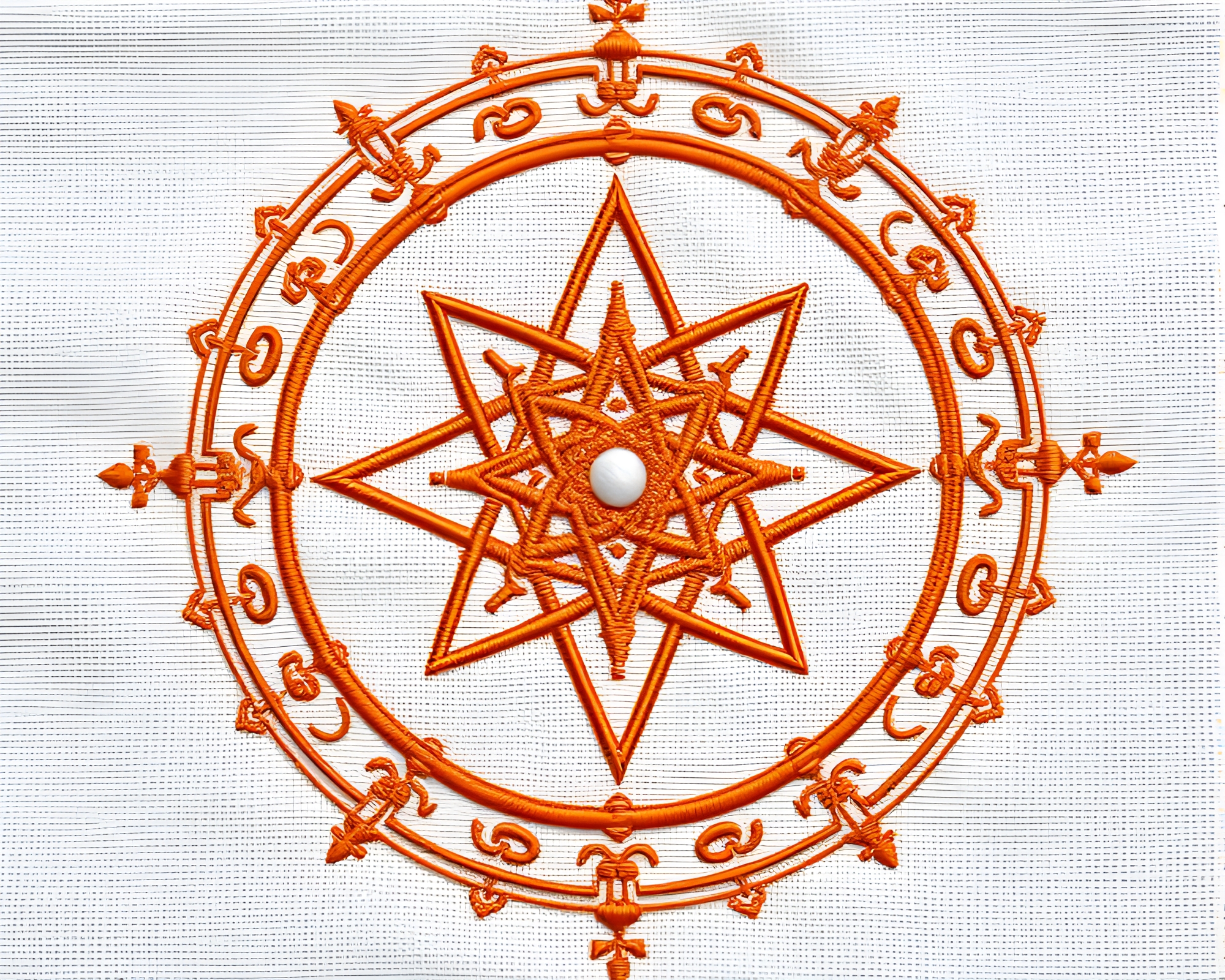 Esoteric Burnt Orange Embroidered Sigil Illustration – free AI stock image