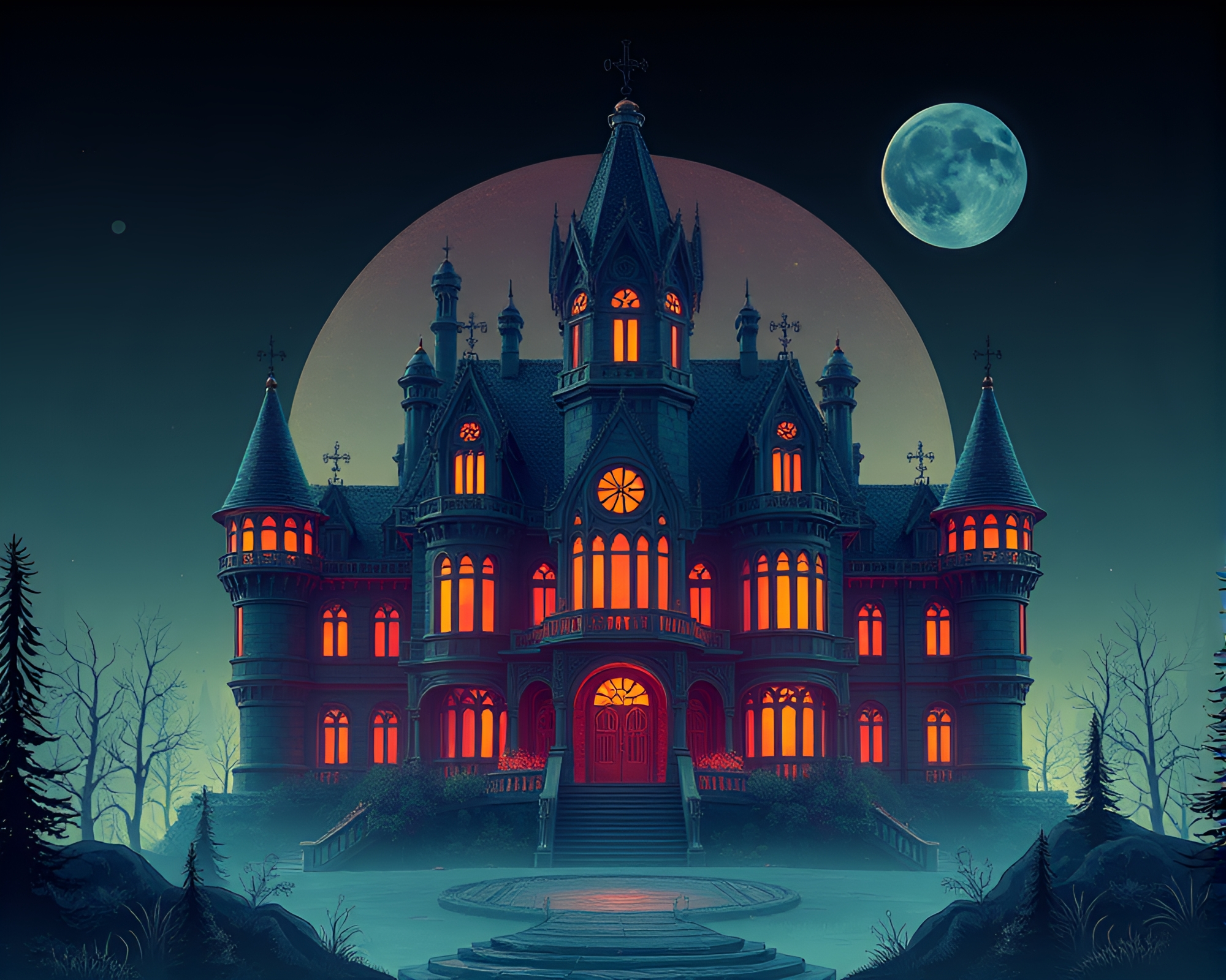 Futuristic Neo-Gothic Mansion in Earth Tones – free AI stock image