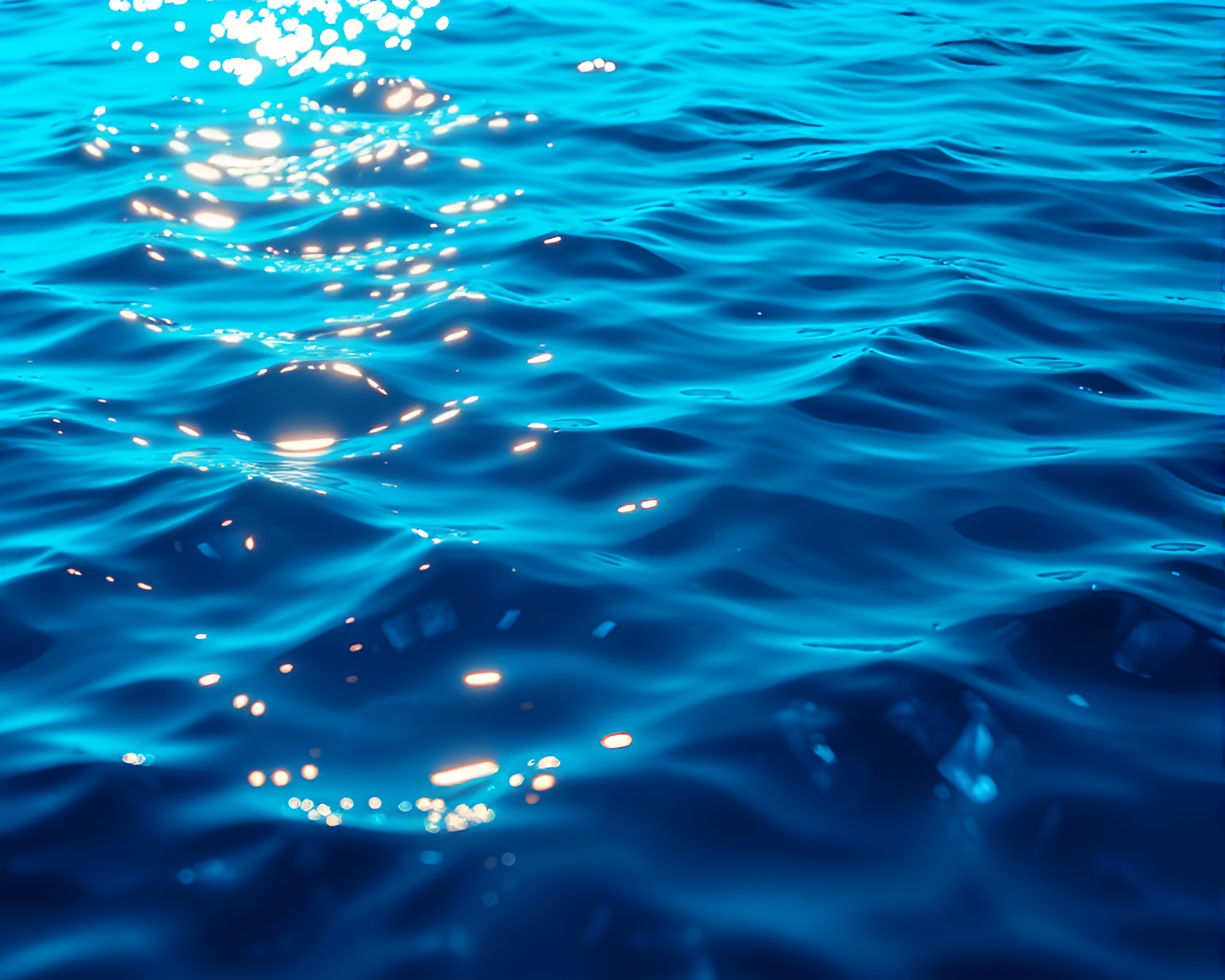 Holographic Ocean Reflections: Hues of Blue Mirage – free AI stock image