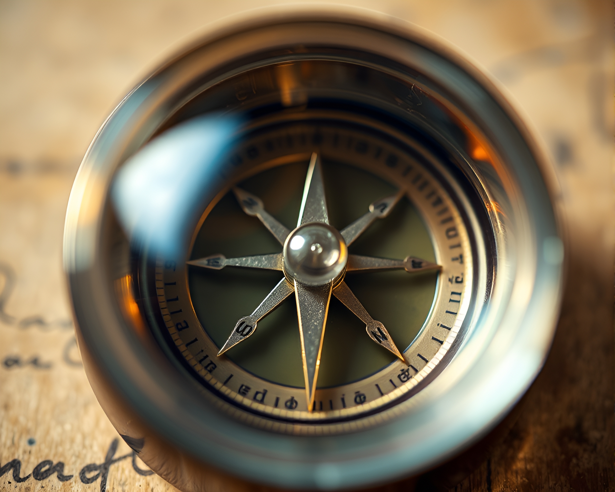 Glass Compass Distortion in Metallic Macro Photography – free AI stock image