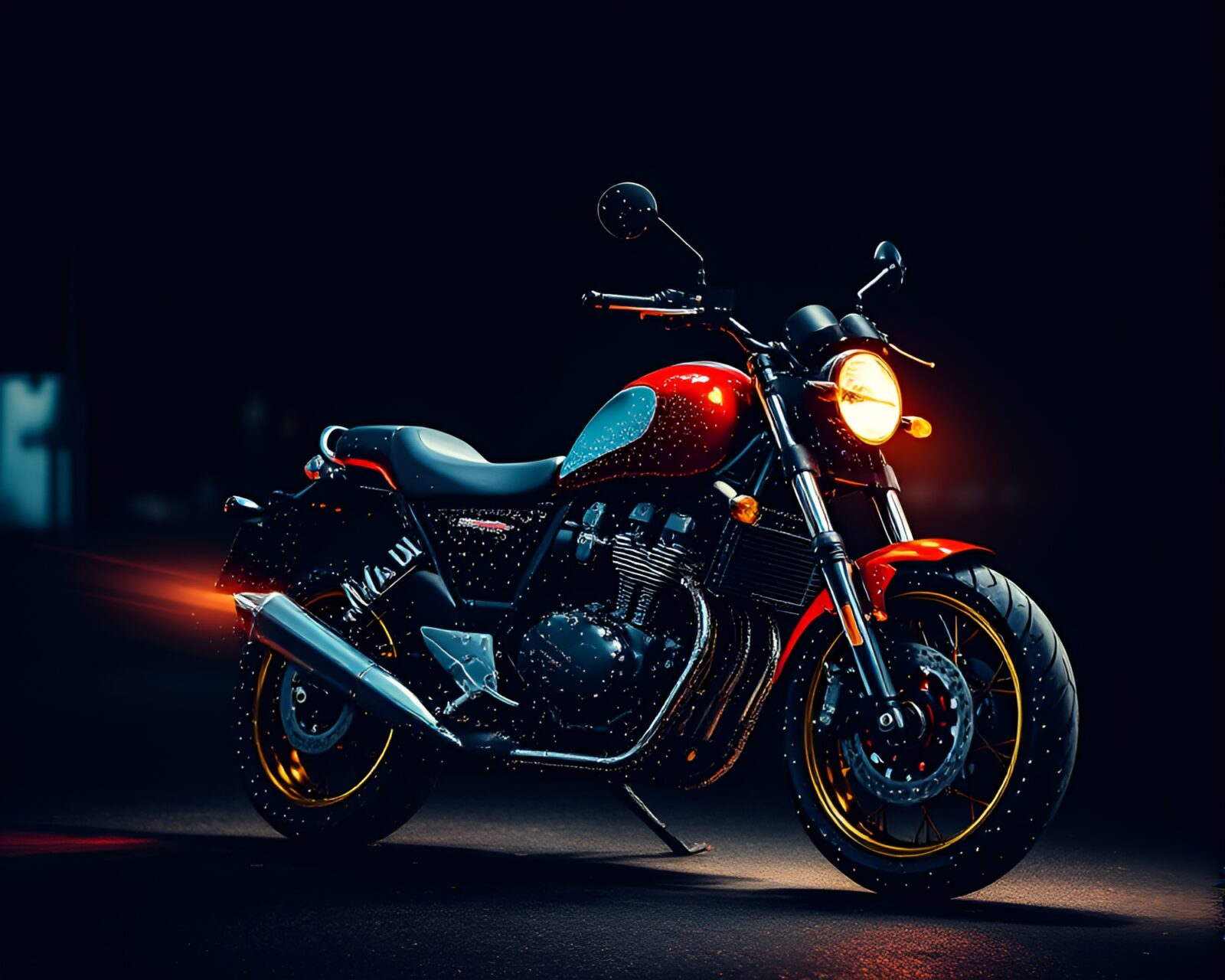 Colorful stippling artwork of a pixelated motorcycle design