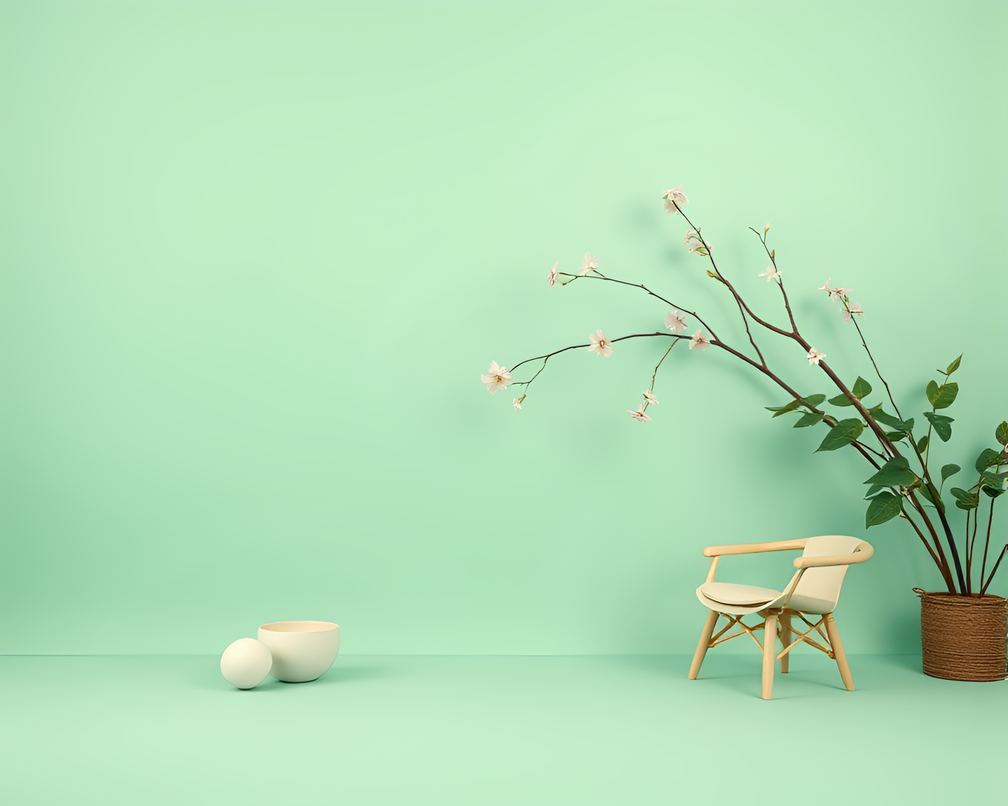 Mint Green Trumpet Symphony in Egg Tempera – free AI stock image