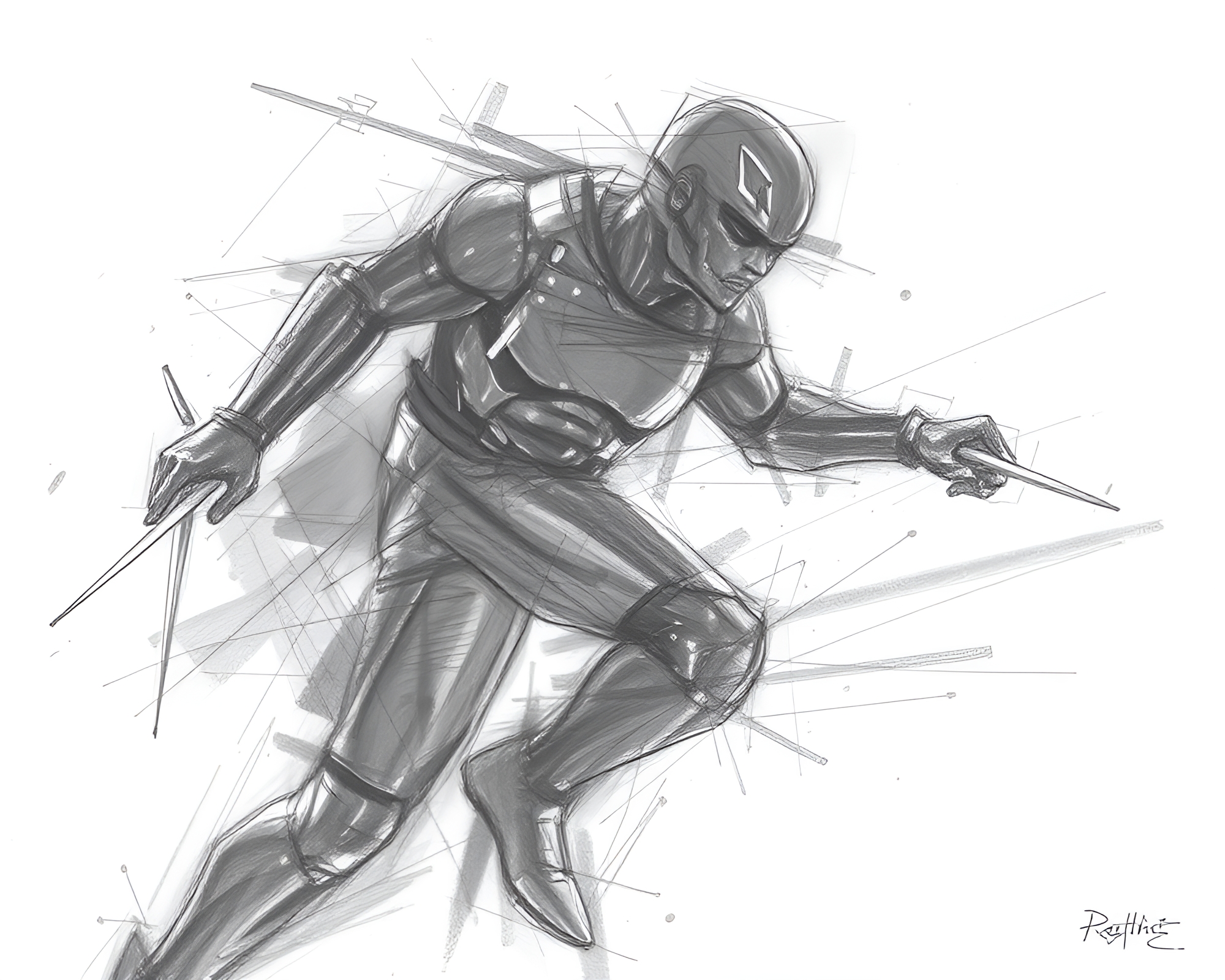 Dynamic Abstract Silhouette: Pencil Sketch Fantasy Artwork – free AI stock image