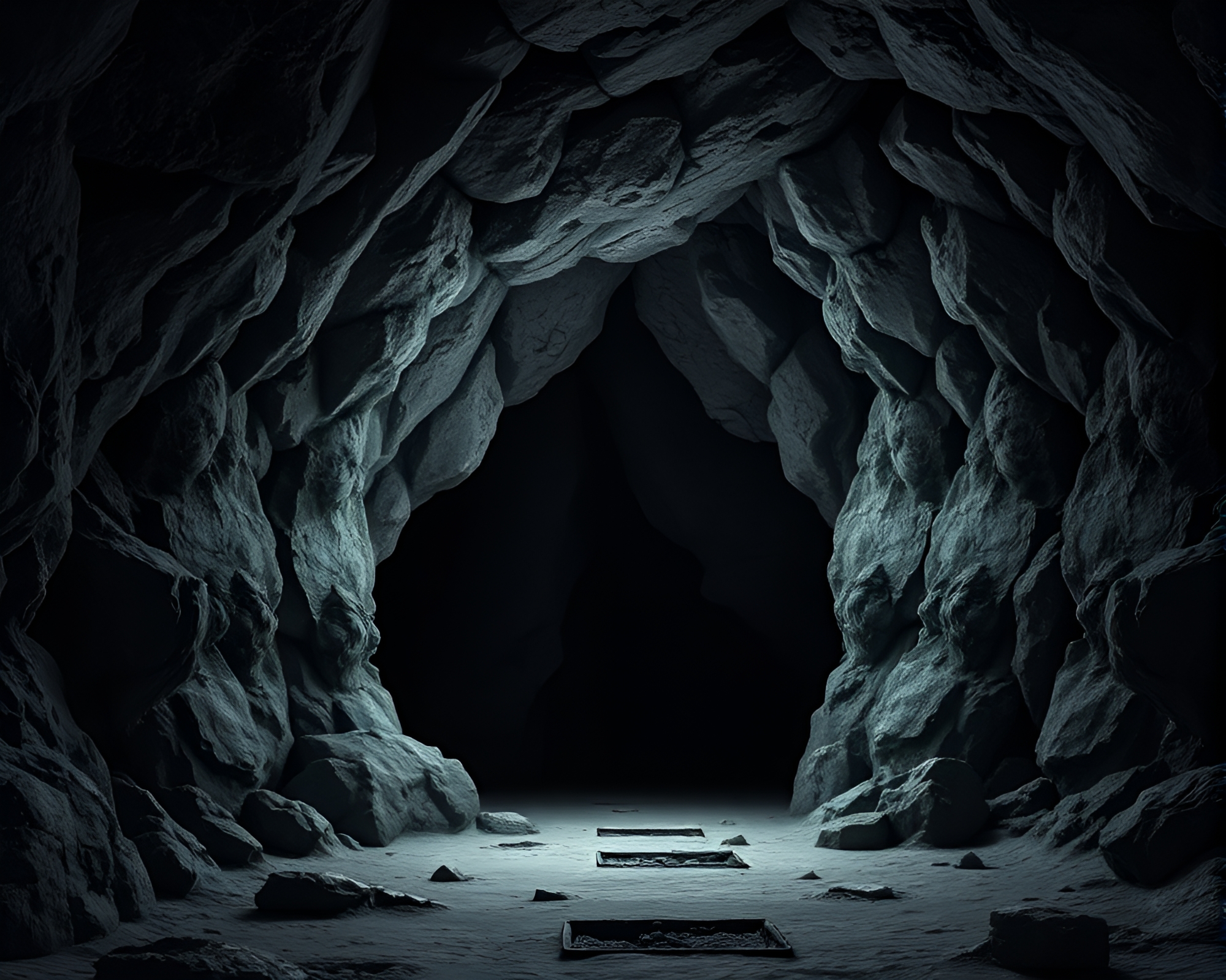 Elf Cave Etchings: Mystical Chalk Drawings in Darkness – free AI stock image