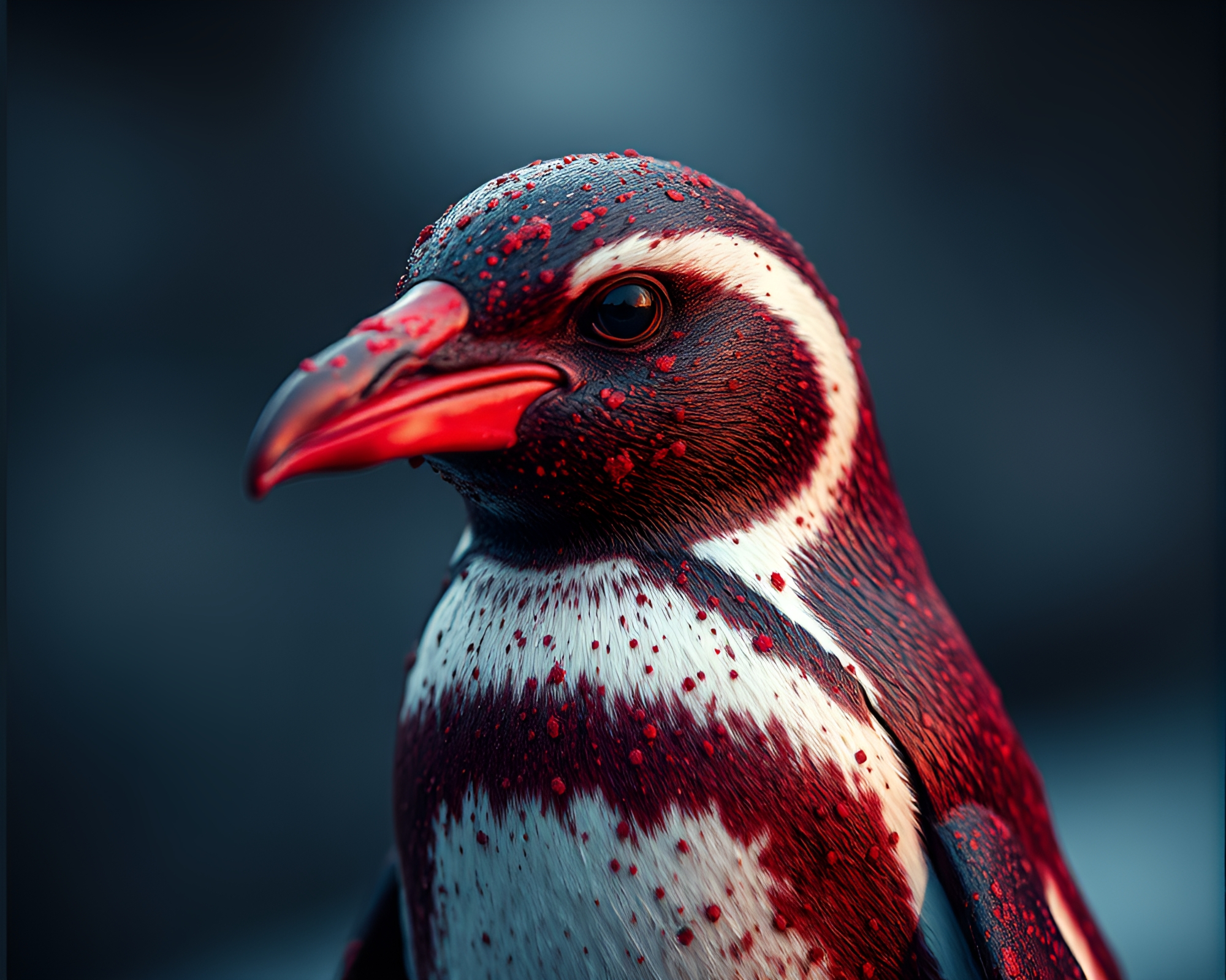 Rusty Patina Penguin in Duotone Wonderland – free AI stock image
