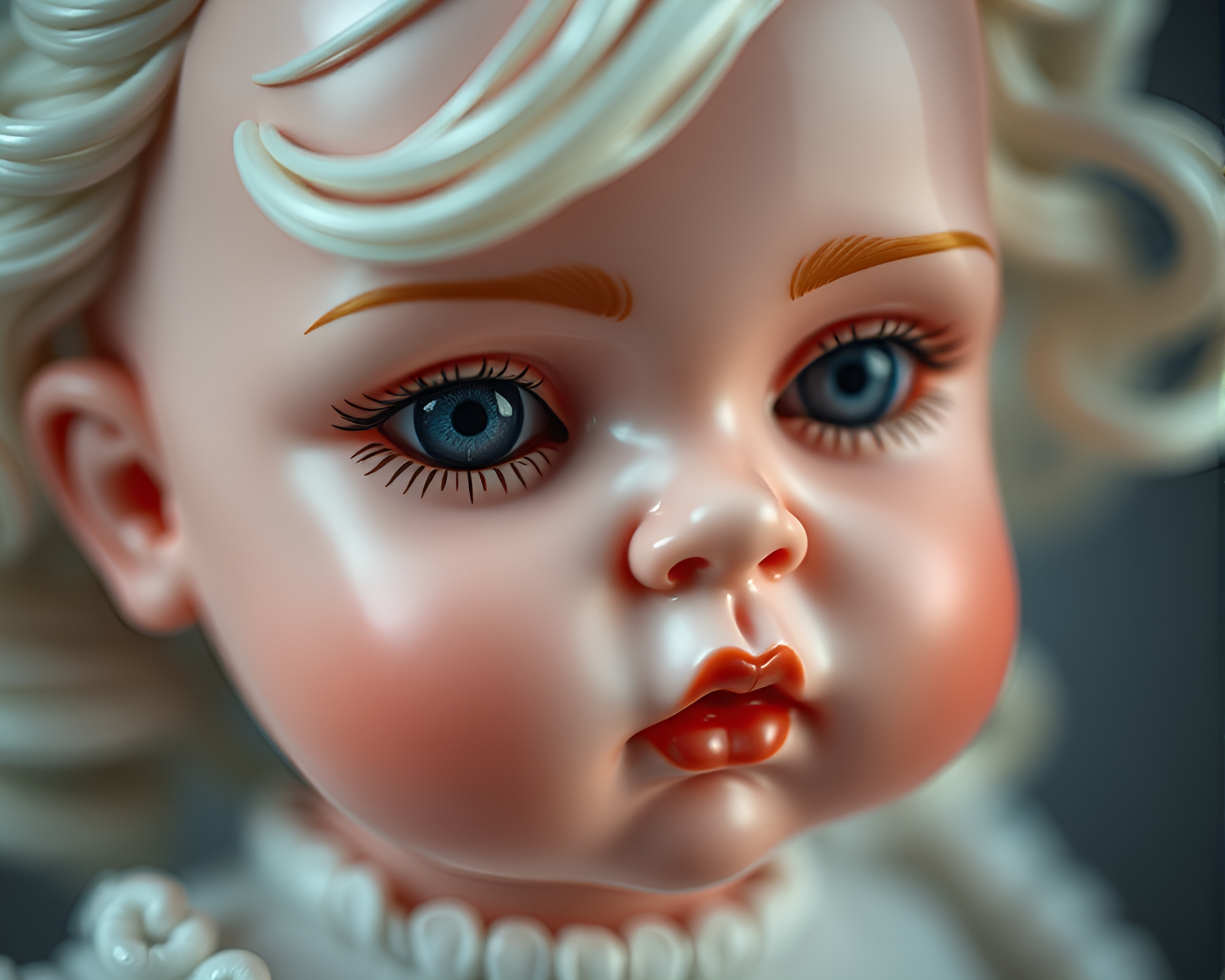 Gothic Porcelain Doll Close-Up in Algorithmic Art – free AI stock image