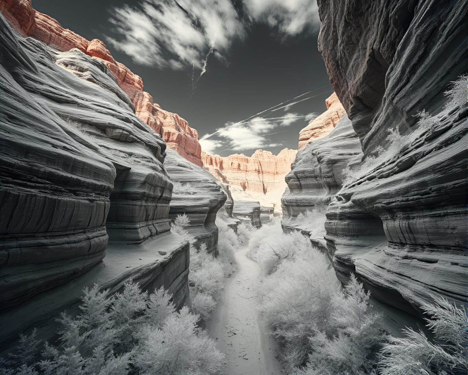 Surreal landscape of fractal patterns in infrared hues
