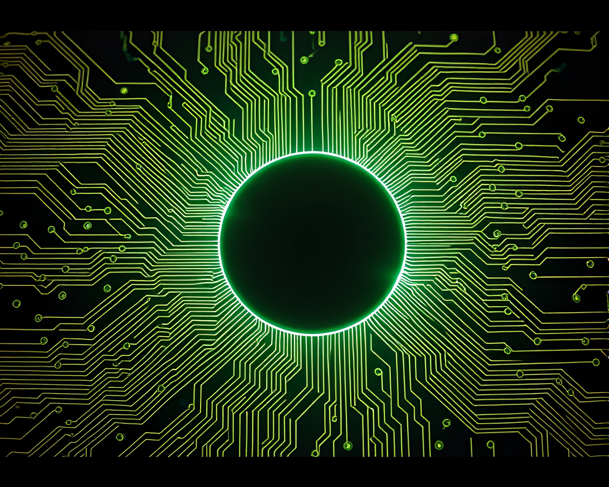 Origami Solar Eclipse with Emerald Green Highlights – free AI stock image