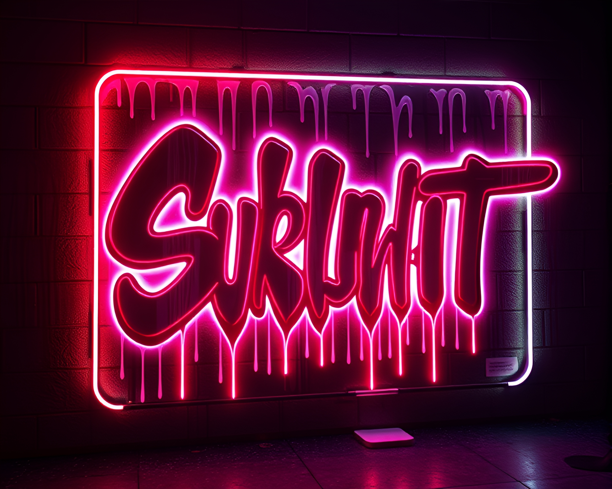 Vibrant Neon Graffiti Drips in 3D Scan Style – free AI stock image