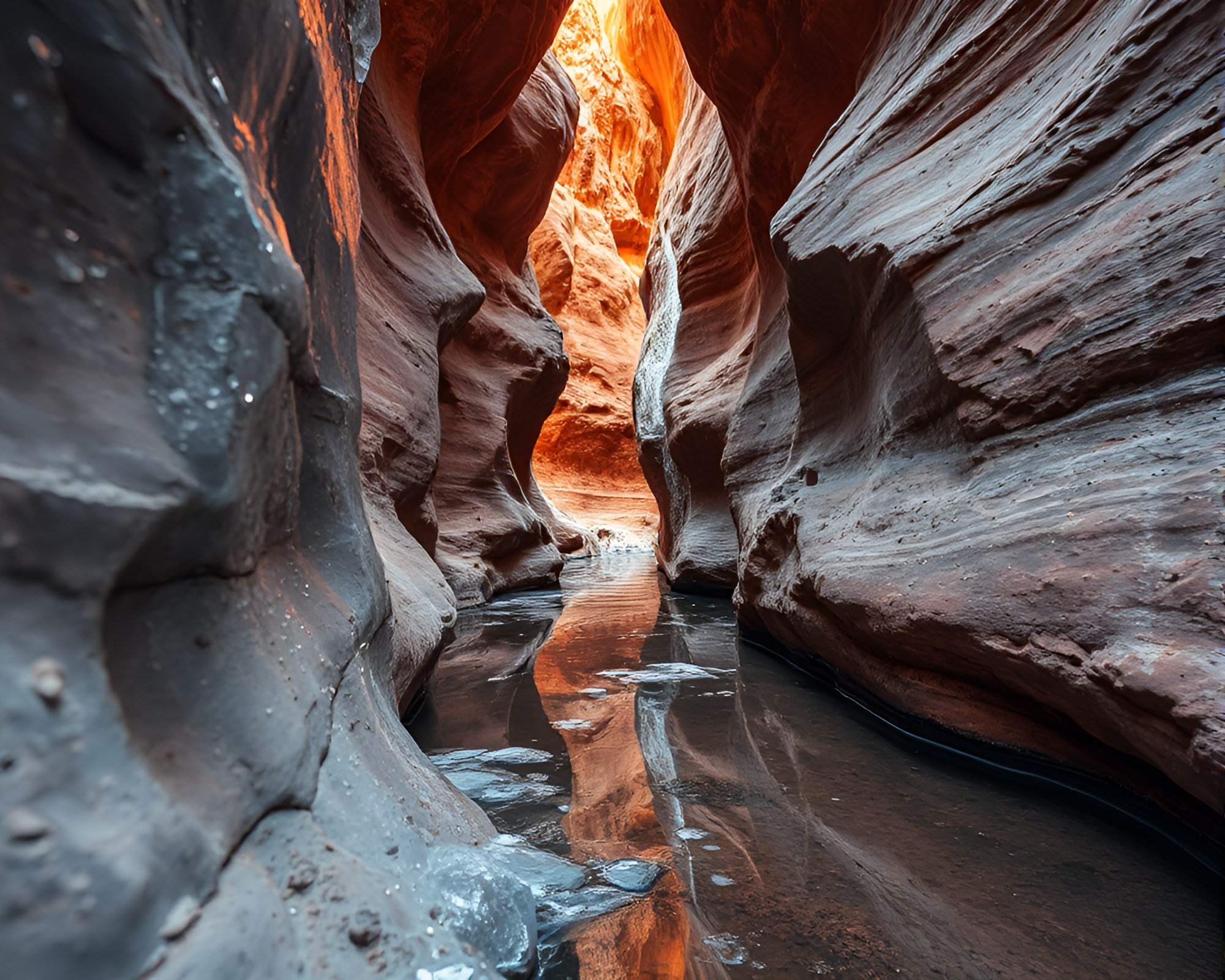 Ice Crack Reflection in Zen Garden Canyon – free AI stock image