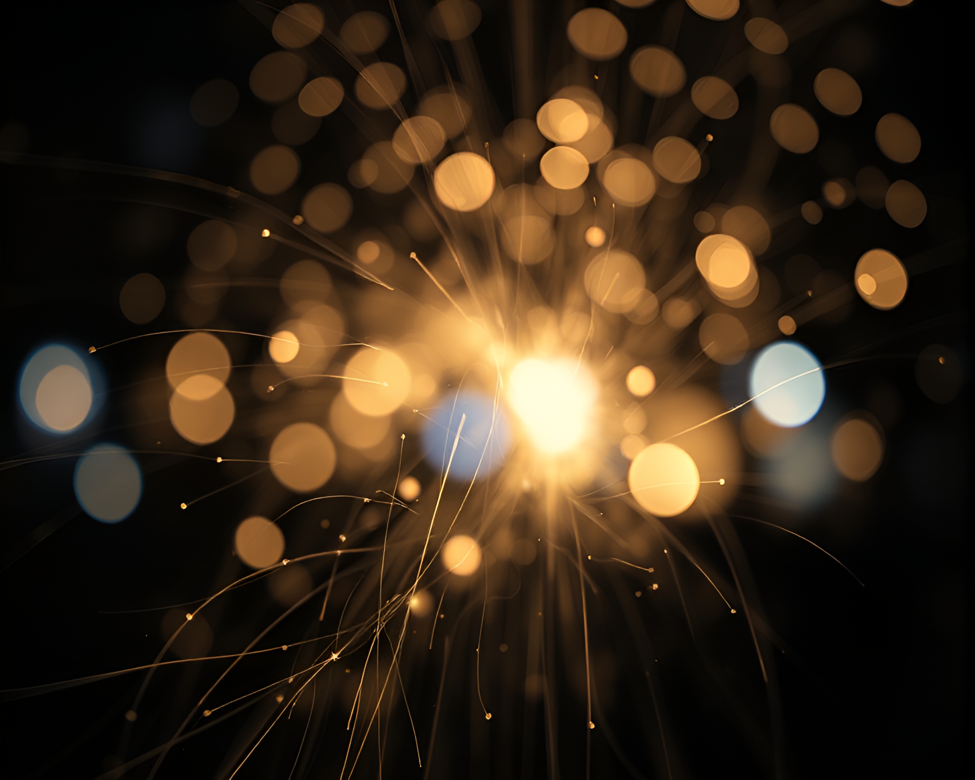 Fiber Optic Charcoal Sketch Illuminated by Bokeh Lights – free AI stock image