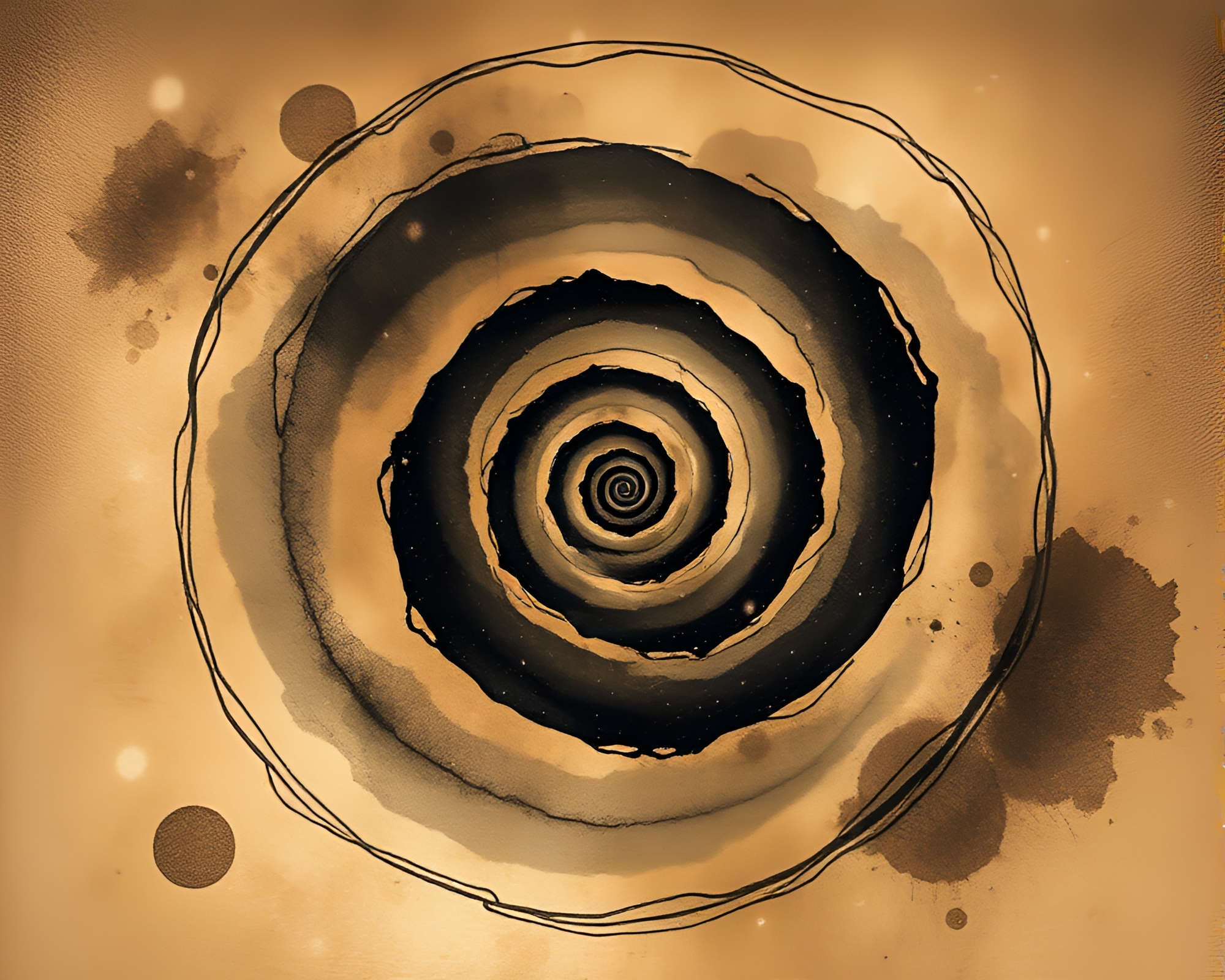 Bronze Spiral in Ink Washed Parallel Universe – free AI stock image
