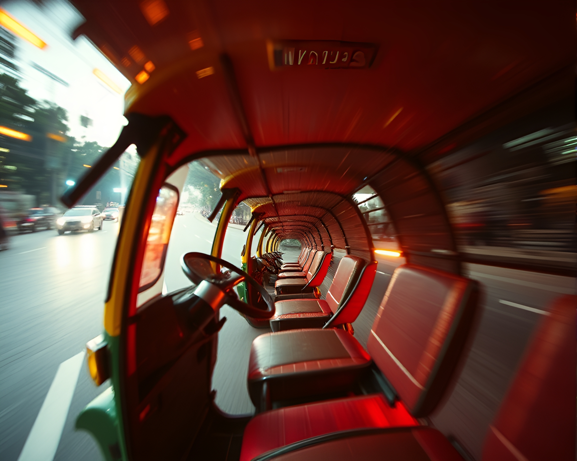 Spiral Rickshaw Ride Among VHS Distortion – free AI stock image
