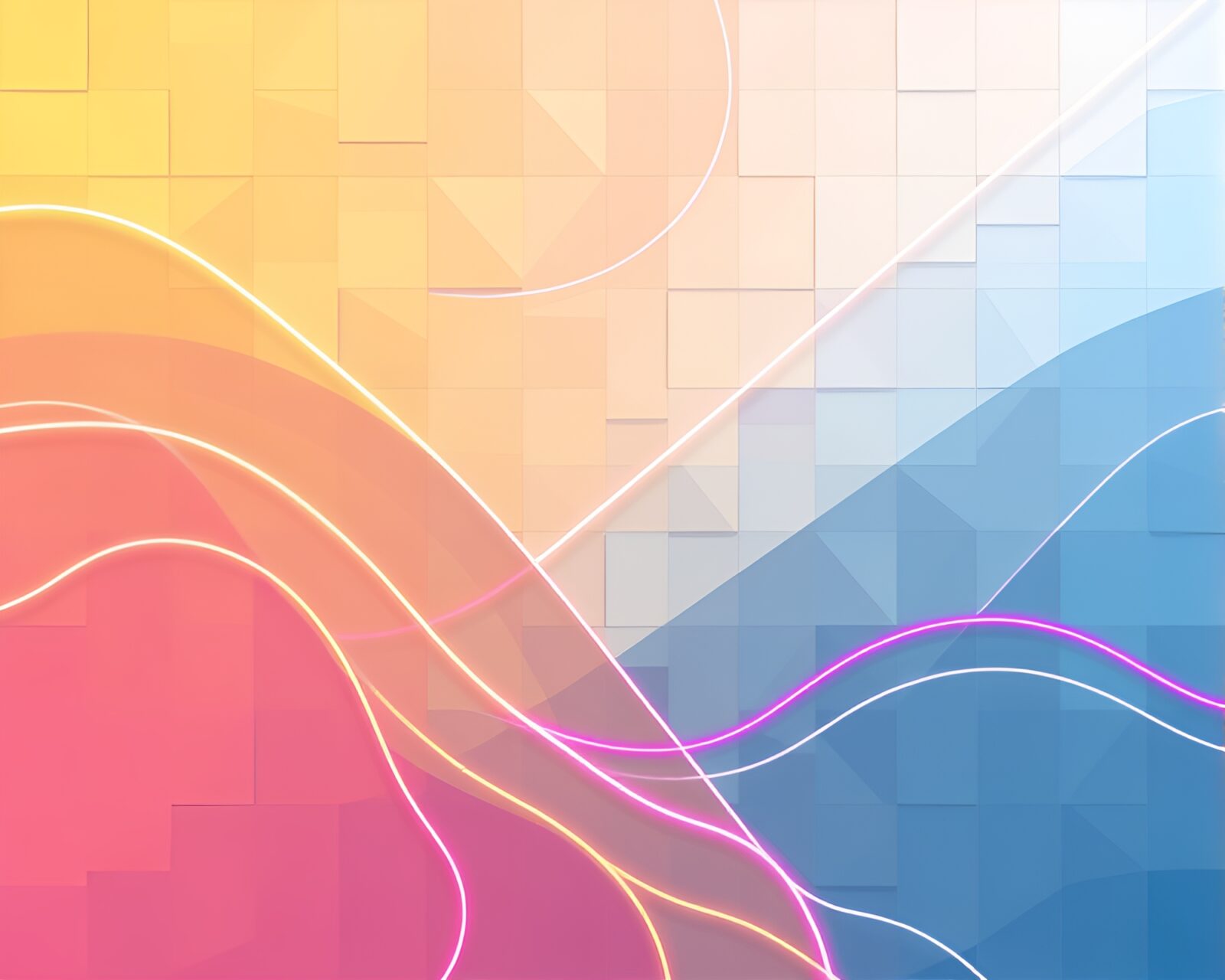 Abstract art of fragmented ley lines in soft neon hues