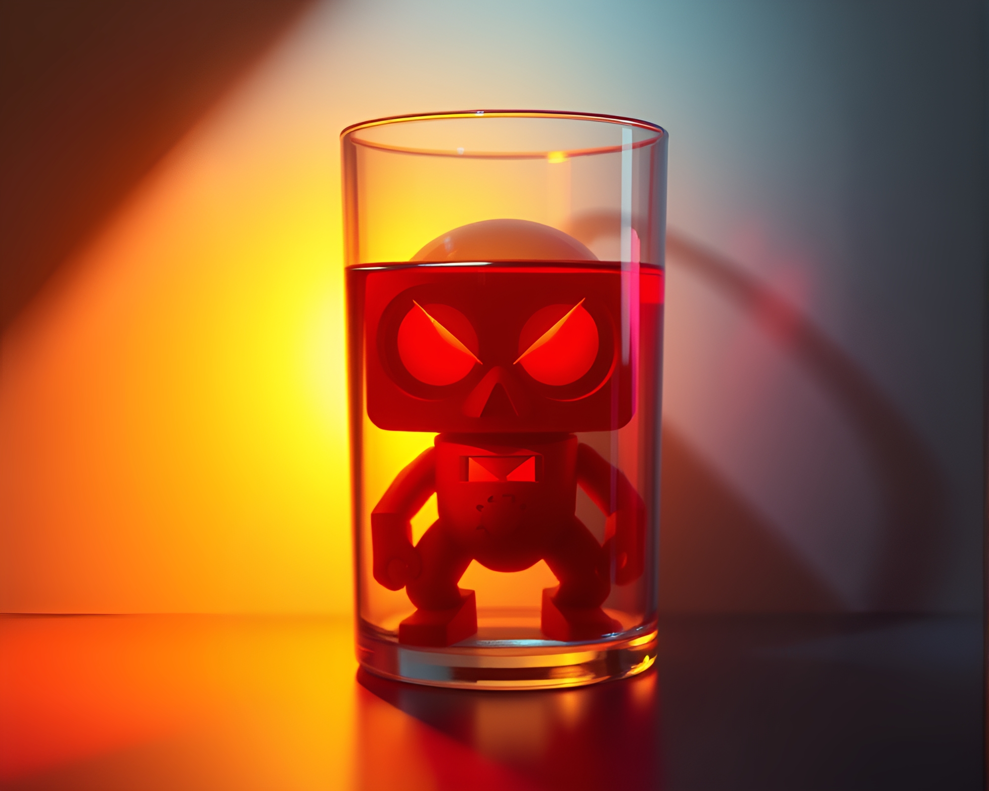 Pixelated Light Golem Amid Glass Distortion – free AI stock image