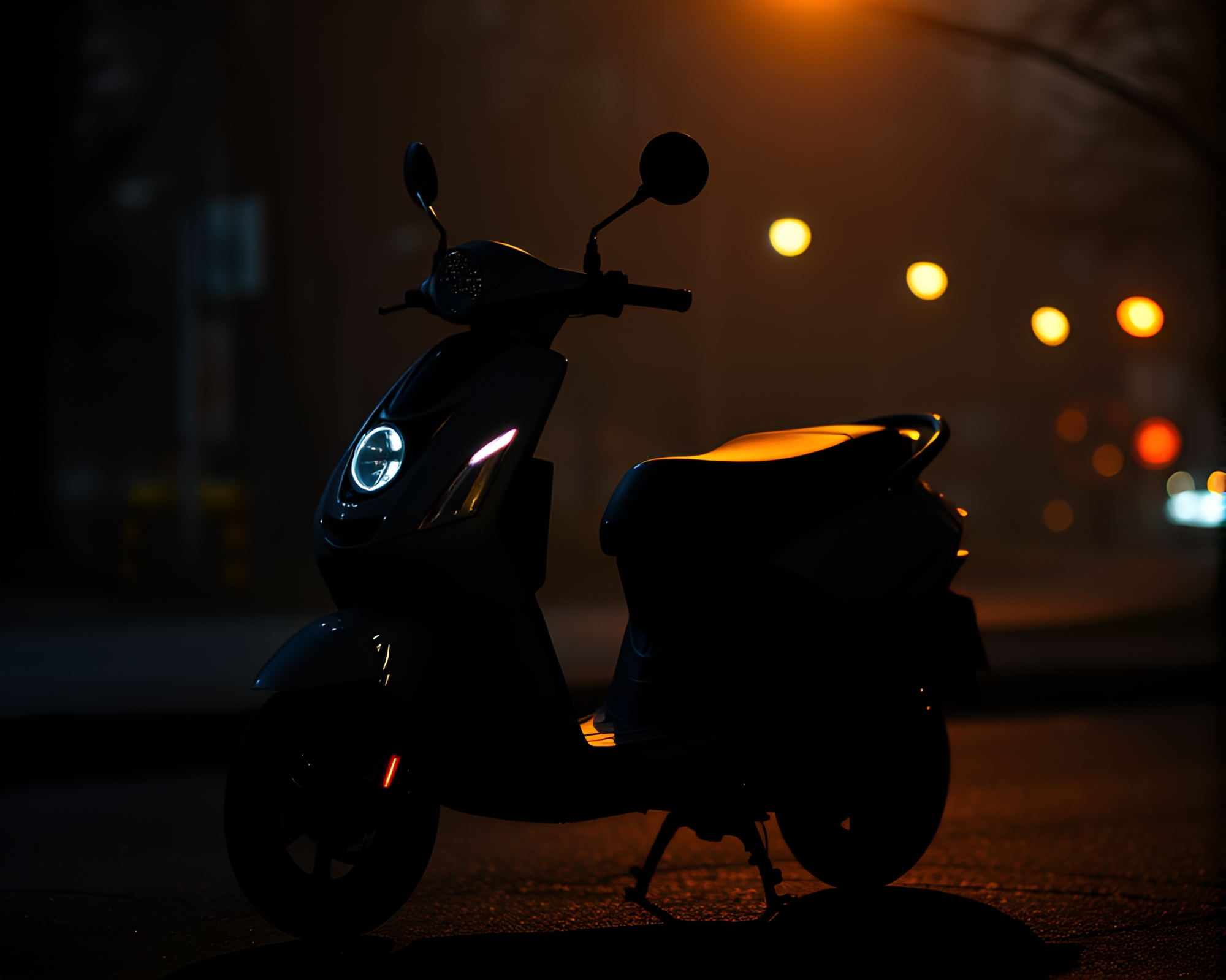 Neural Electric Scooter Backlit Silhouette Composition – free AI stock image