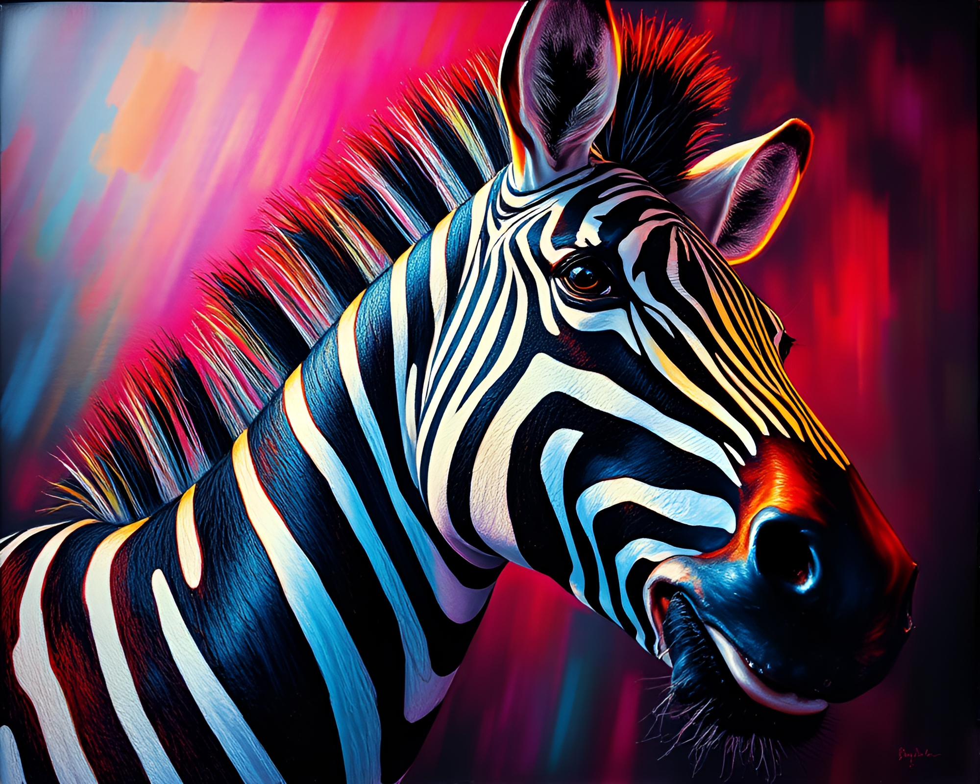 Neo Zebra Under Palette Knife Glow – free AI stock image
