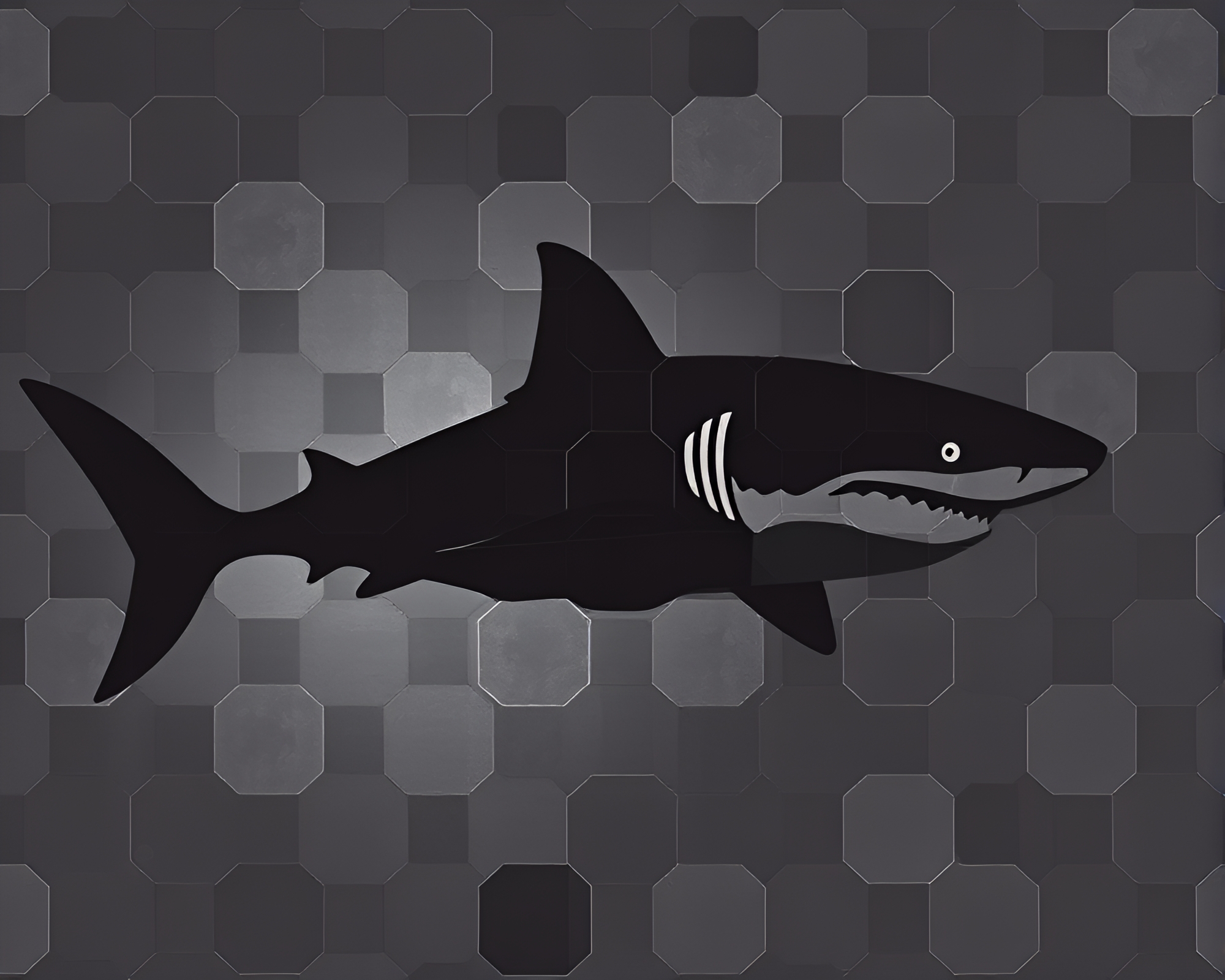 Hexagonal Shark Silhouette in Desaturated Gloom – free AI stock image