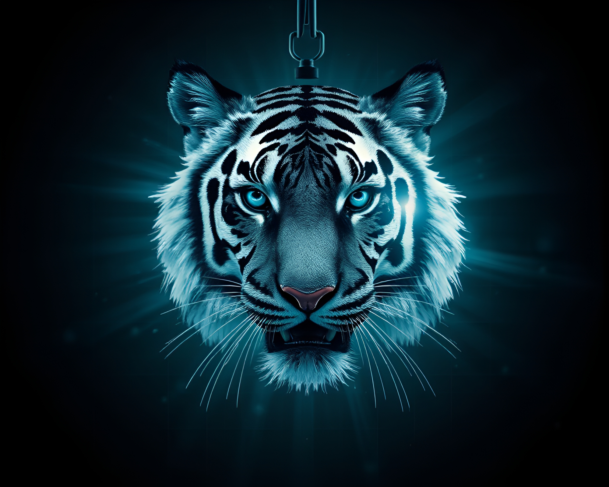 Tiger in Noir Grid with Disco Ball Glow – free AI stock image