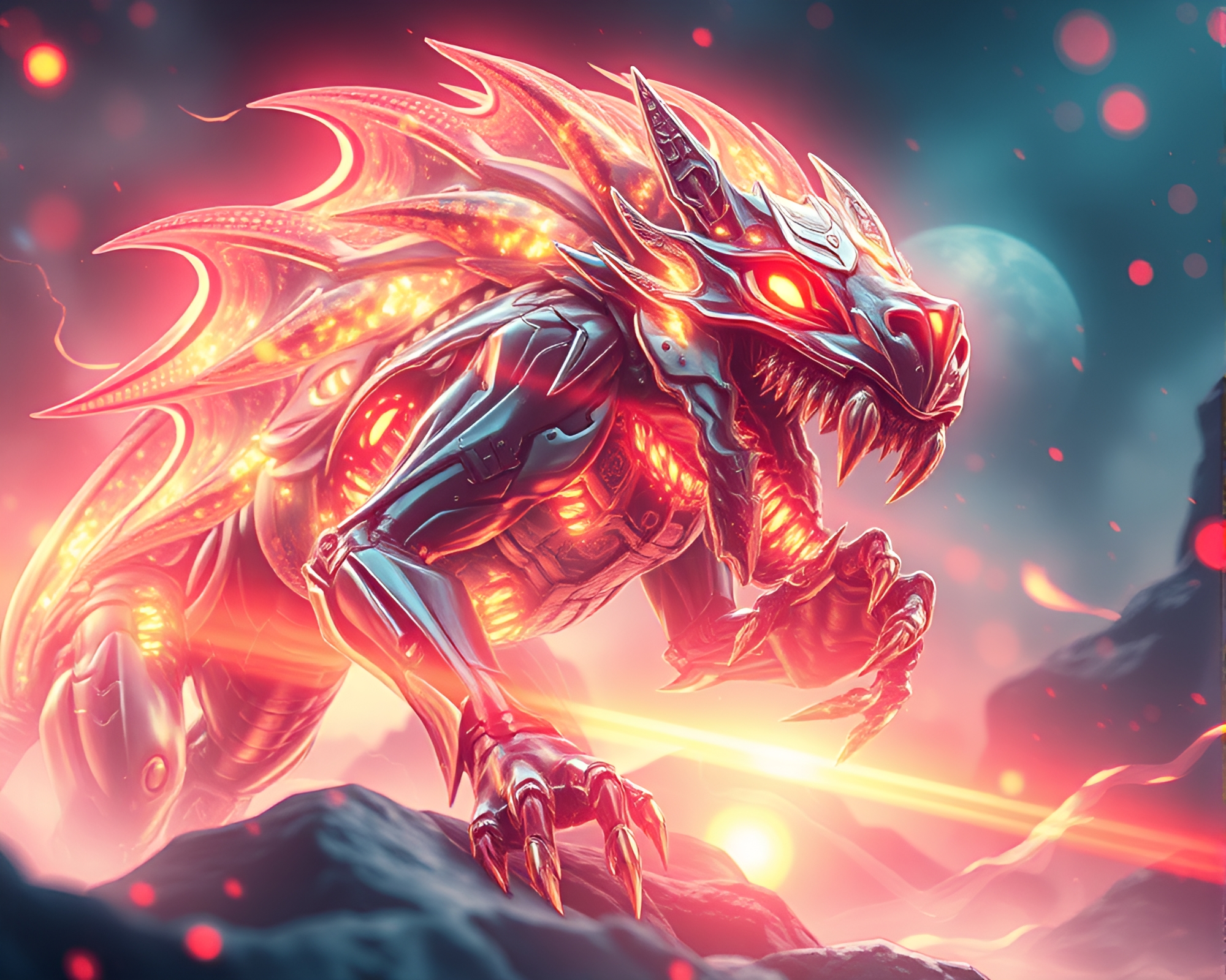 Futuristic Cerberus Macro Detail Light Leaks Illustration – free AI stock image