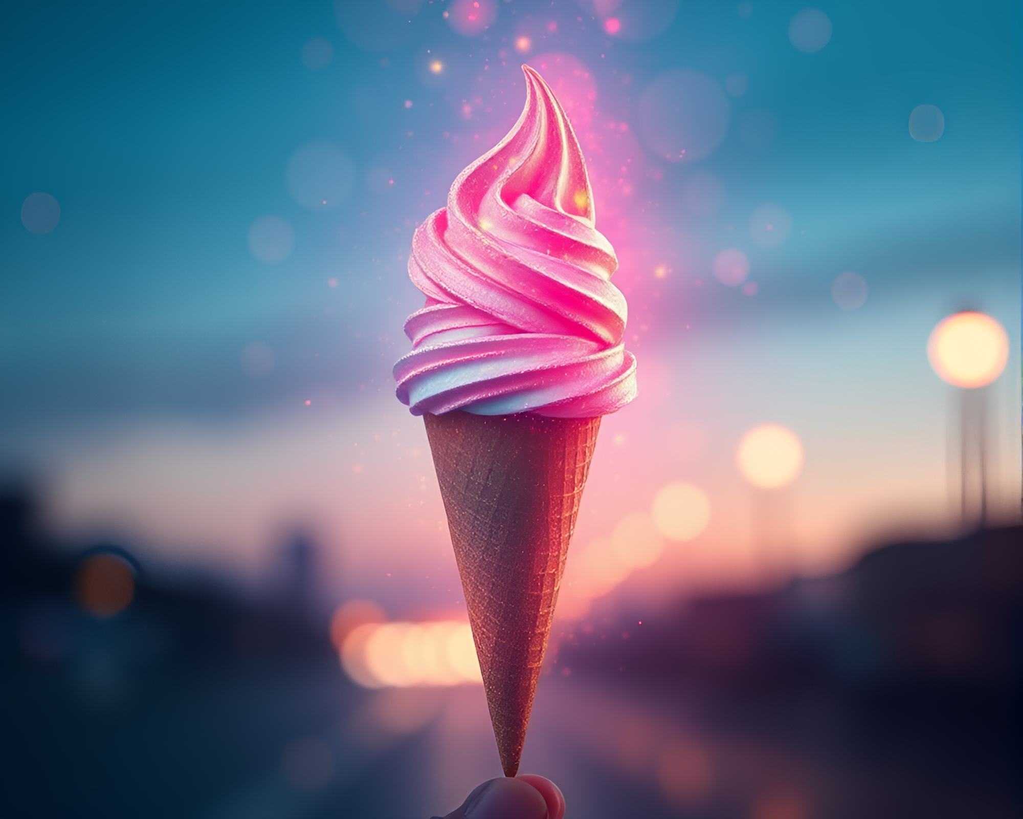 Gelato Cone Double Exposure Pixel Art Masterpiece – free AI stock image