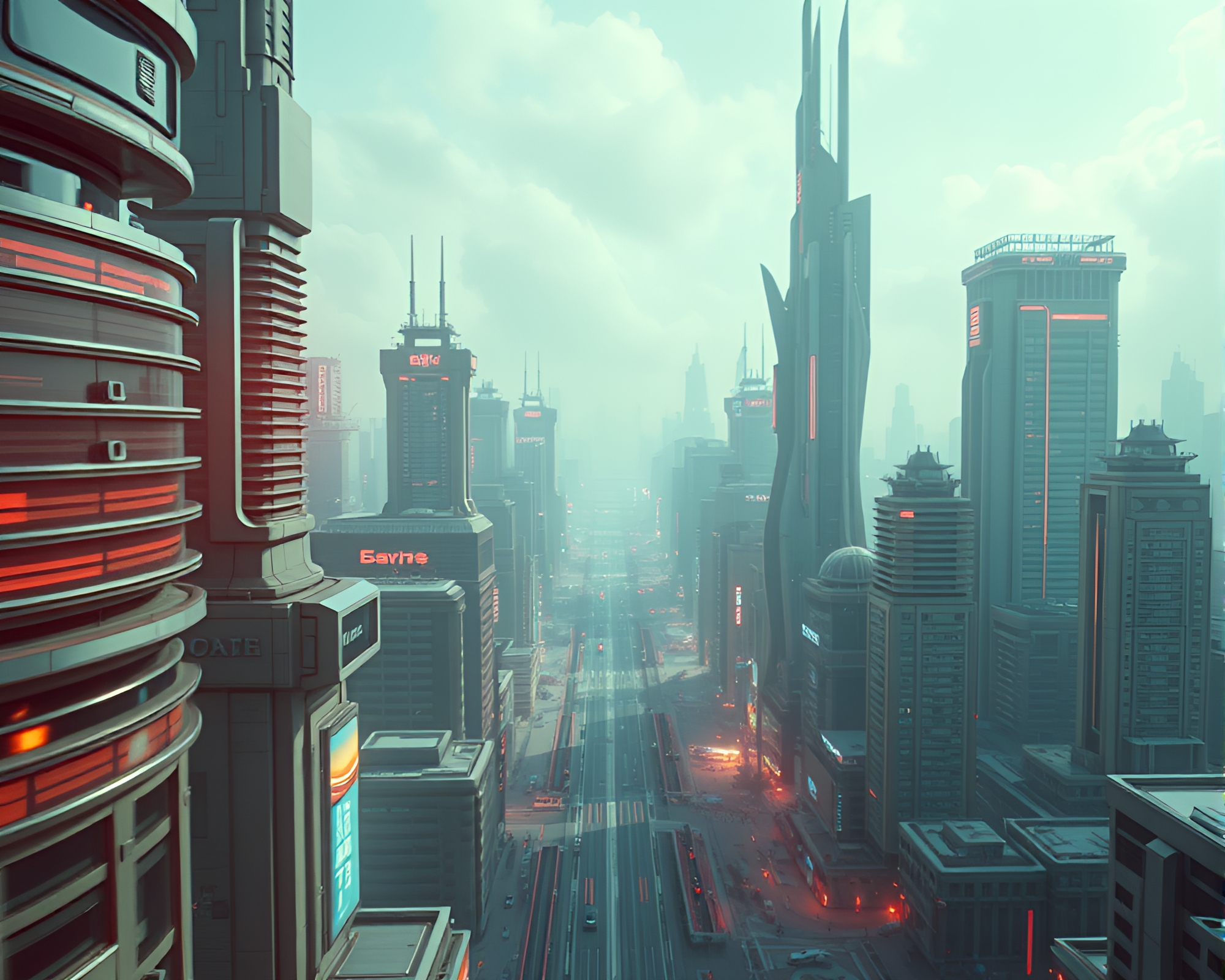 Futuristic Cityscape from Above with Ambient Occlusion – free AI stock image