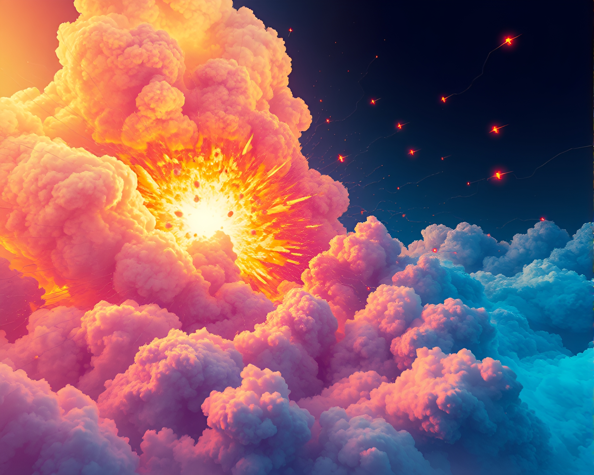 Explosive Time Vortex: Digital Art Line Illustration – free AI stock image