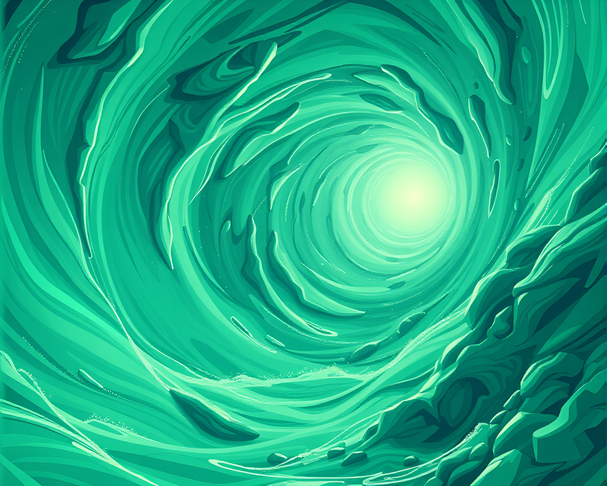 Futuristic Oasis: Mint Green Vortex Illustration – free AI stock image