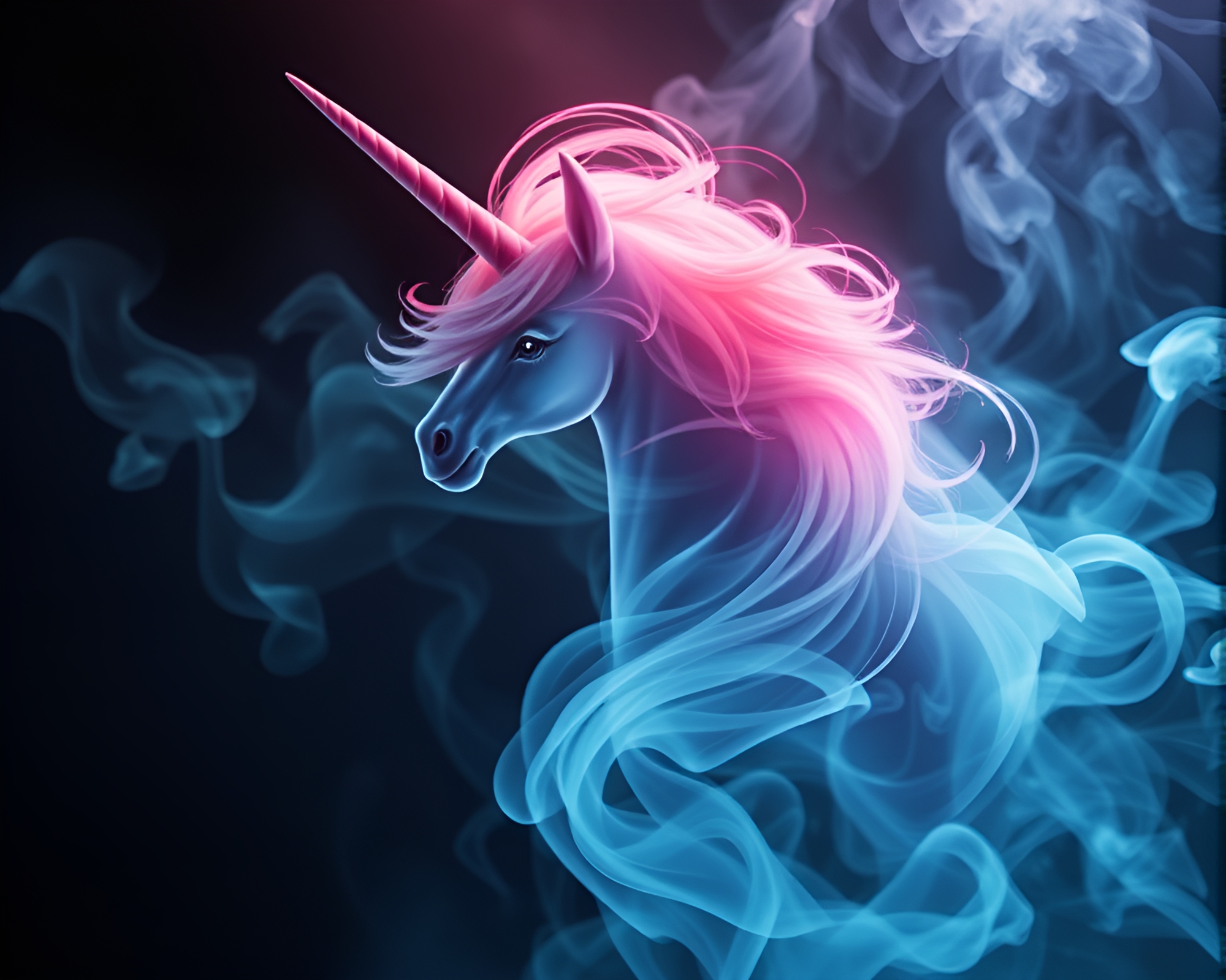 Mystical Unicorn in Smoky Swirl – free AI stock image