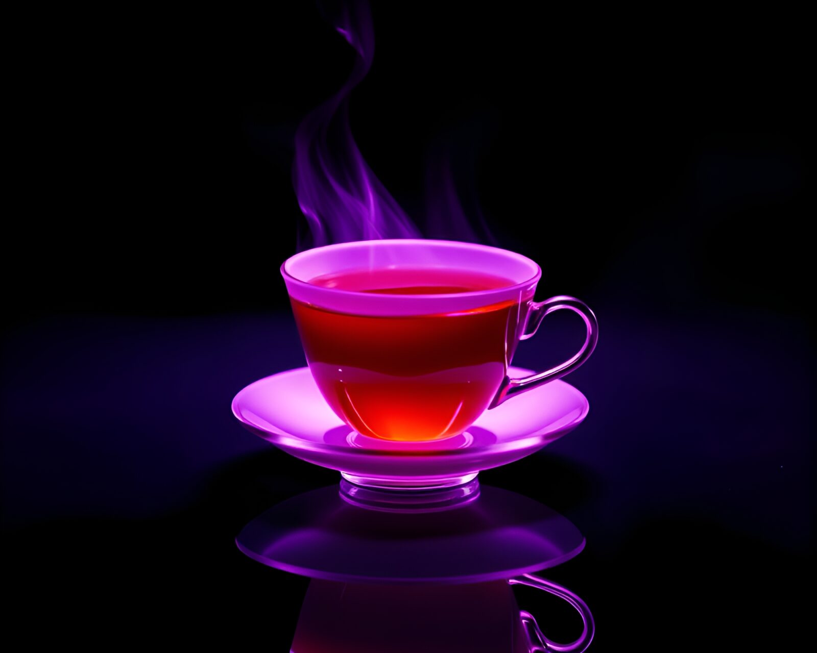 Intriguing image of floating tea cup in high-contrast noir setting