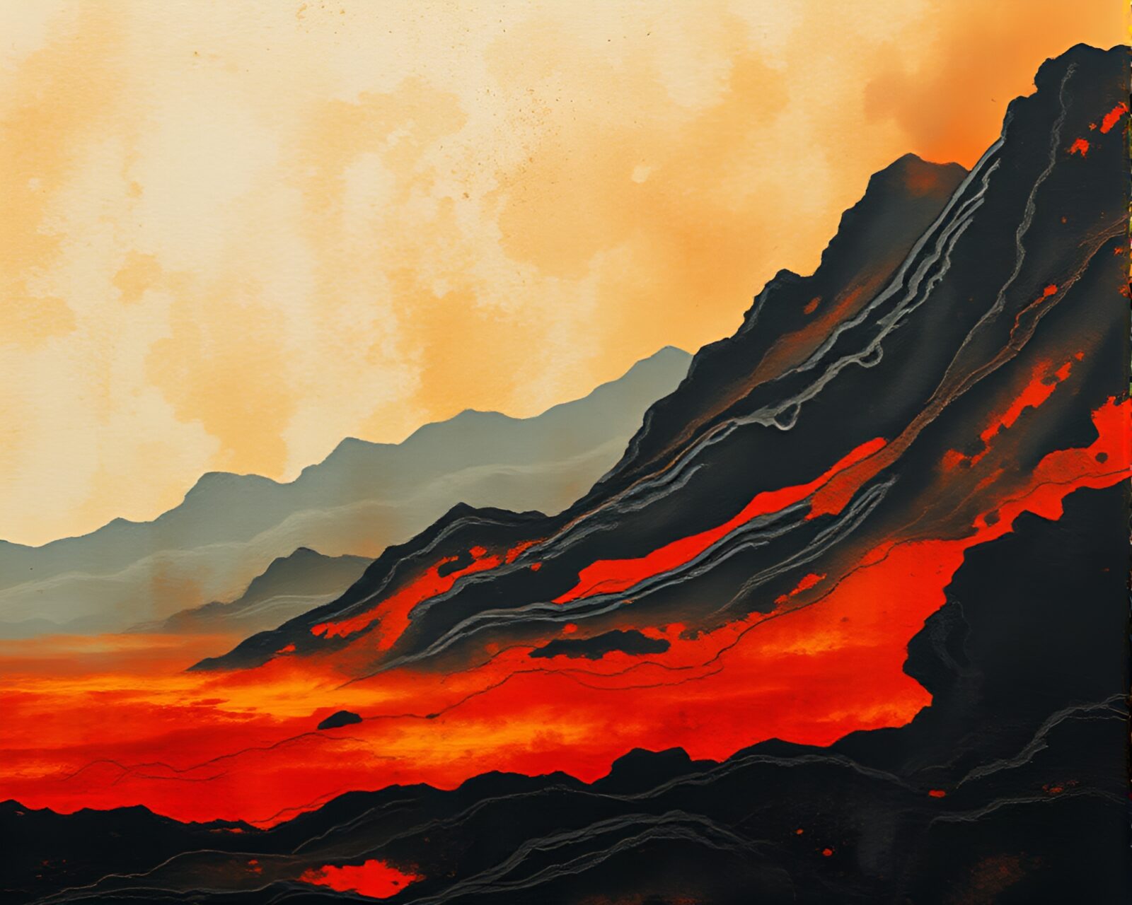 Close-up view of an ancient scroll in volcanic ambiance