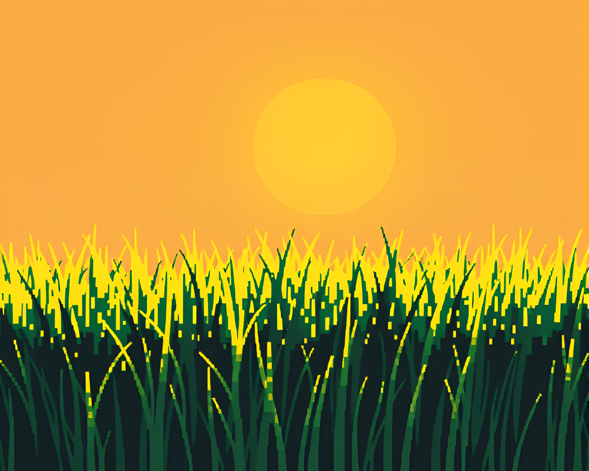 Retro Pixel Art Halftone Grid on Savannah Grass – free AI stock image