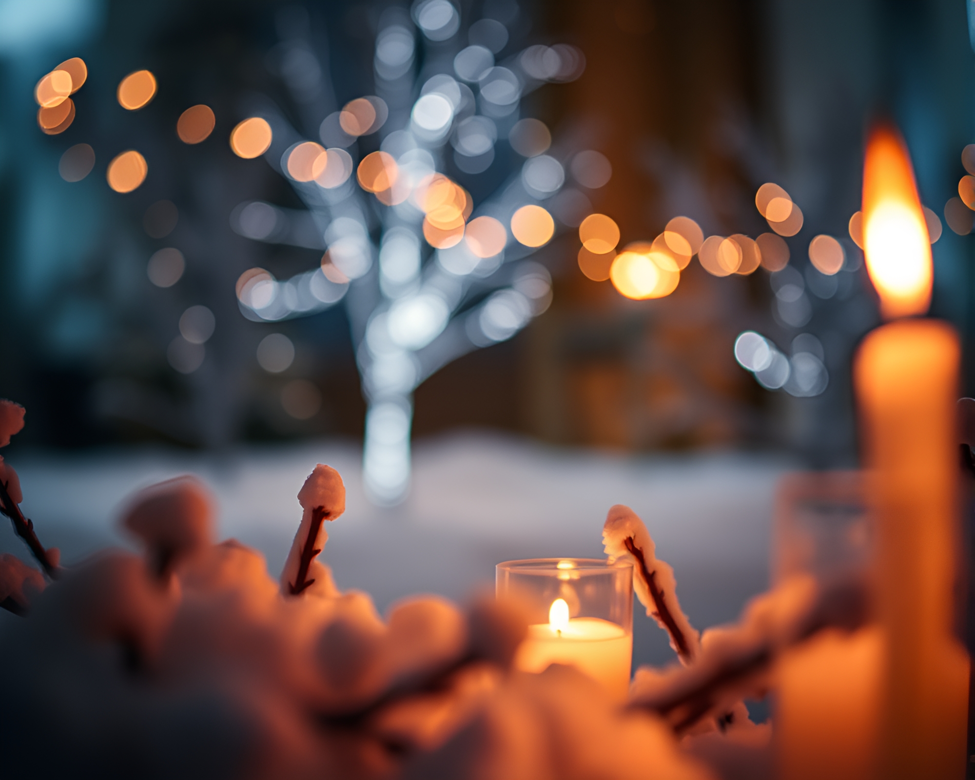 Enchanting Winter Wonderland with Candlelit Paper Tears – free AI stock image