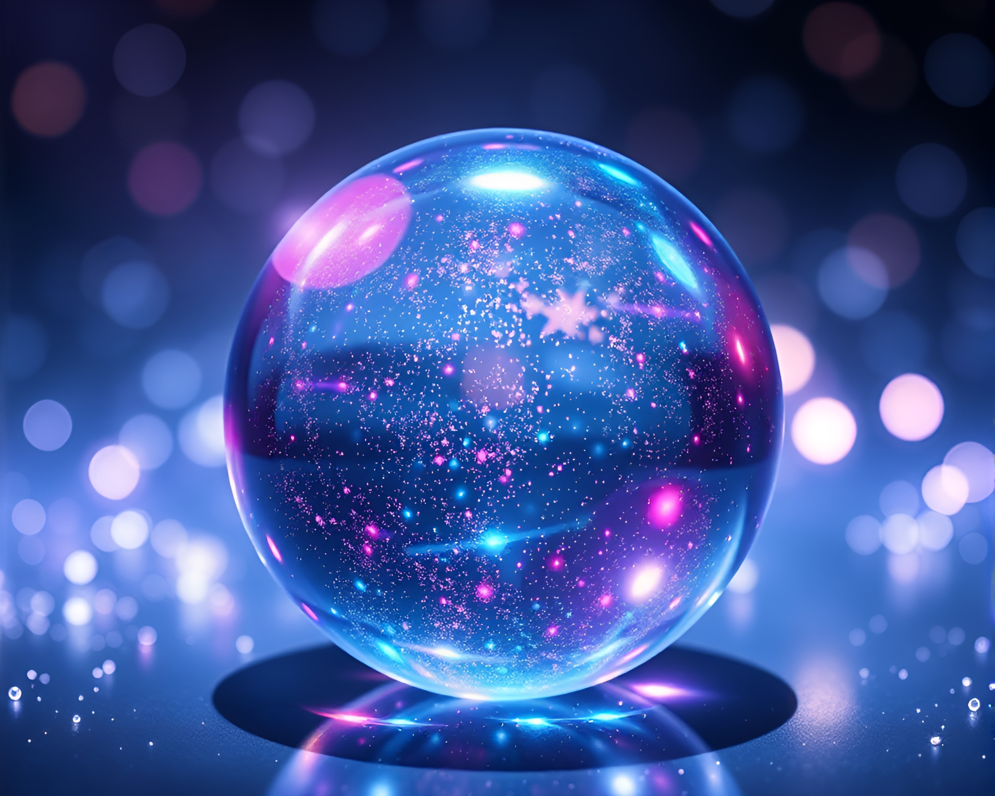 Holographic glass orb in anime style world – free AI stock image