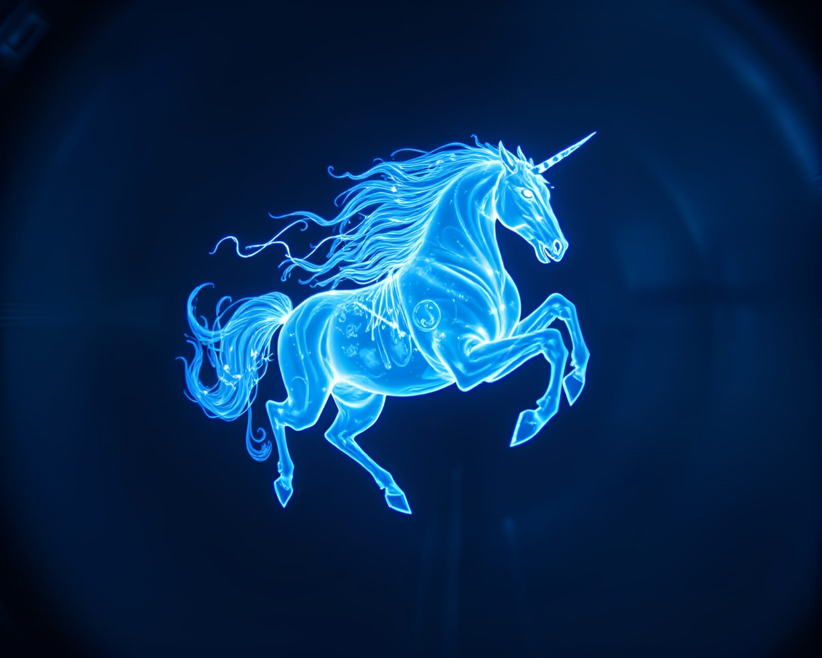 Majestic centaur in arctic blue, dynamic fisheye effect