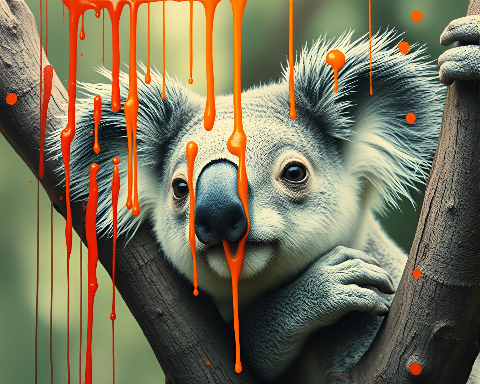 Koala in Paint Drip Wonderland – free AI stock image