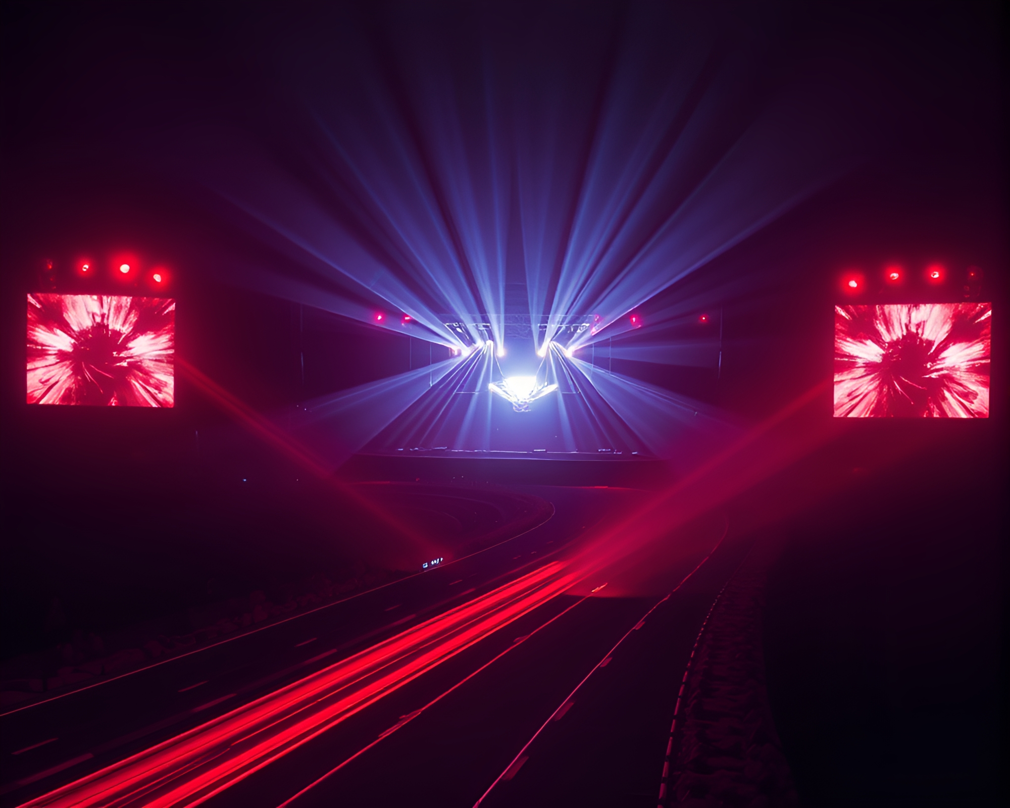 Infrared Drone Capturing Concert Light Trails Concept Art – free AI stock image