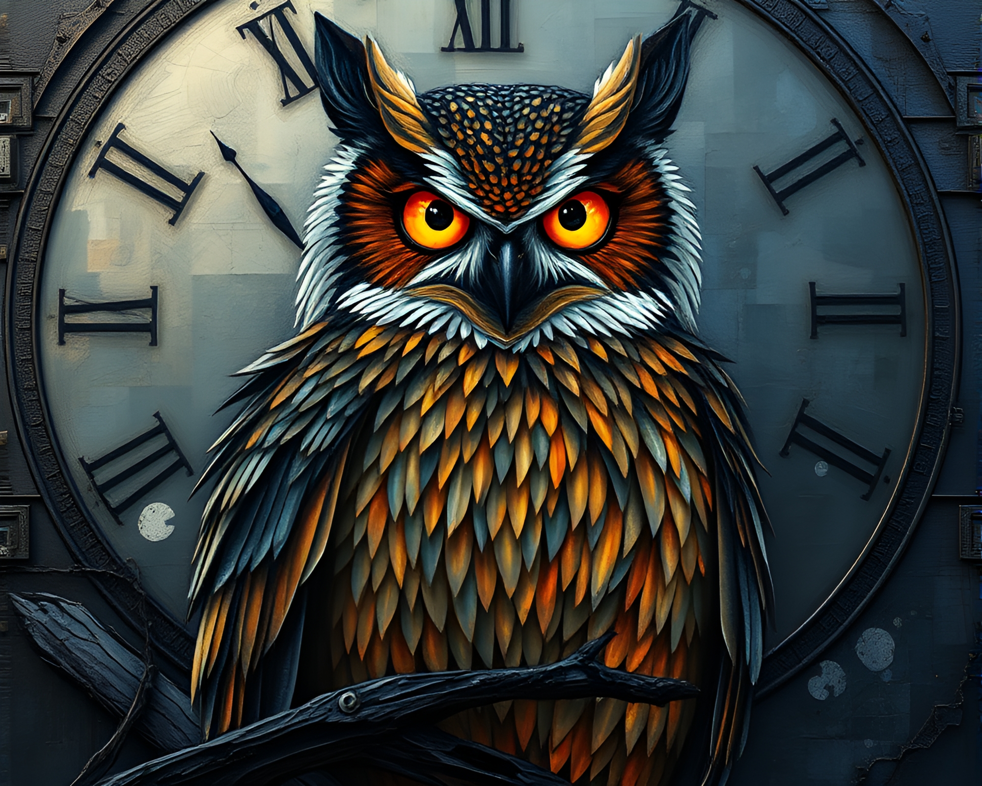 Clockwork Owl in Pixelated Light – free AI stock image