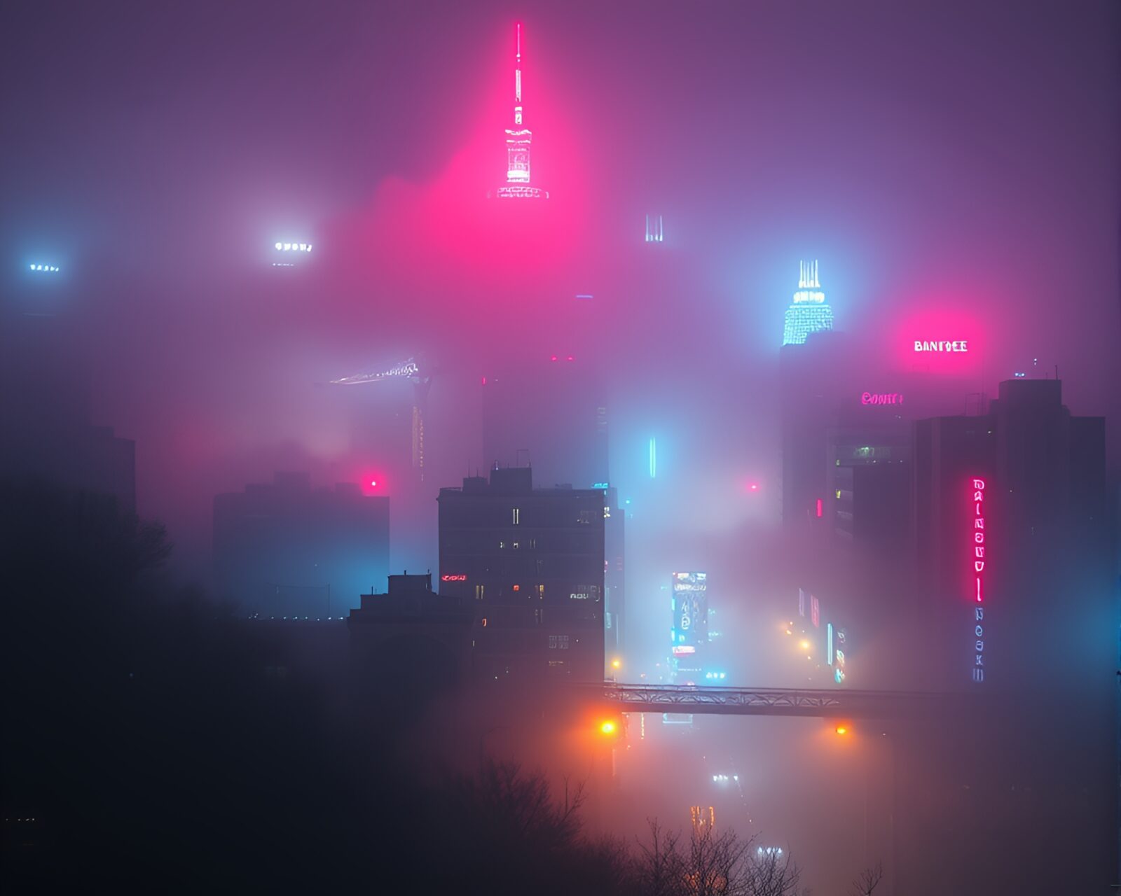Mysterious banshee figure surrounded by drifting fog in city