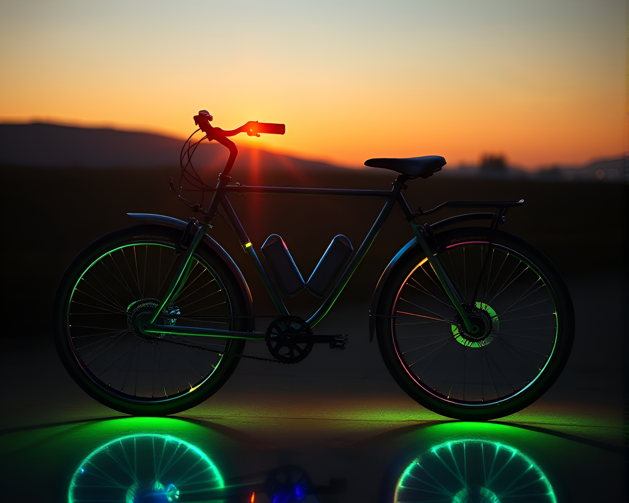 Rainbow Refraction Solar-Powered Bike Concept Art – free AI stock image