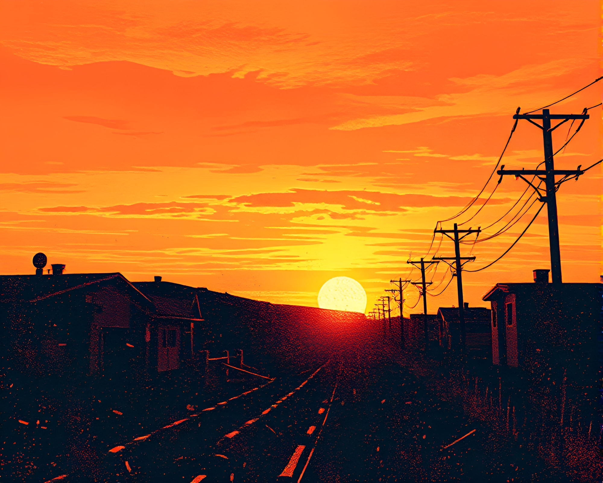 Grunge Augmented Reality Sunset Linocut Texture Art – free AI stock image