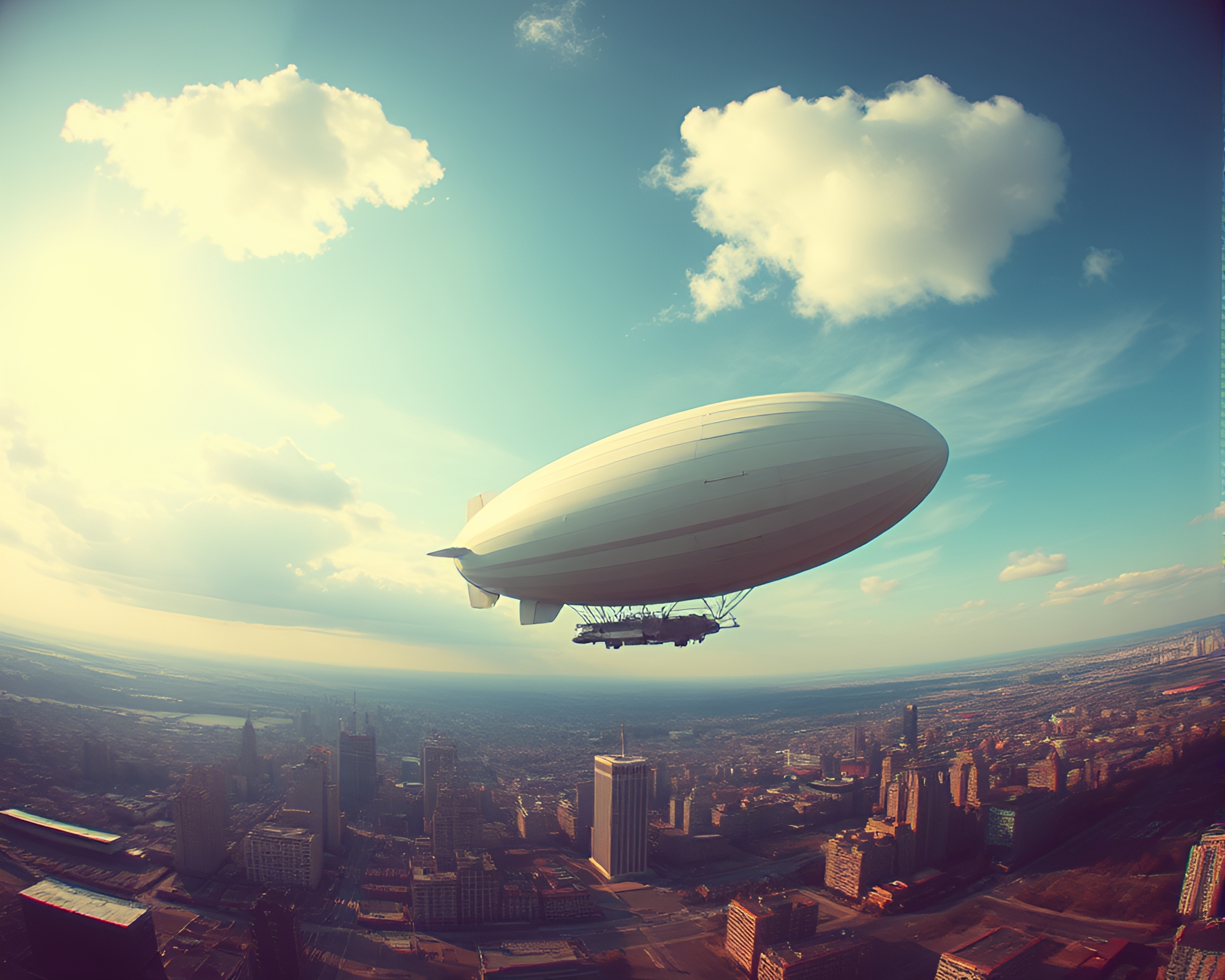 Majestic Zeppelin Soaring Through Dramatic Skies – free AI stock image