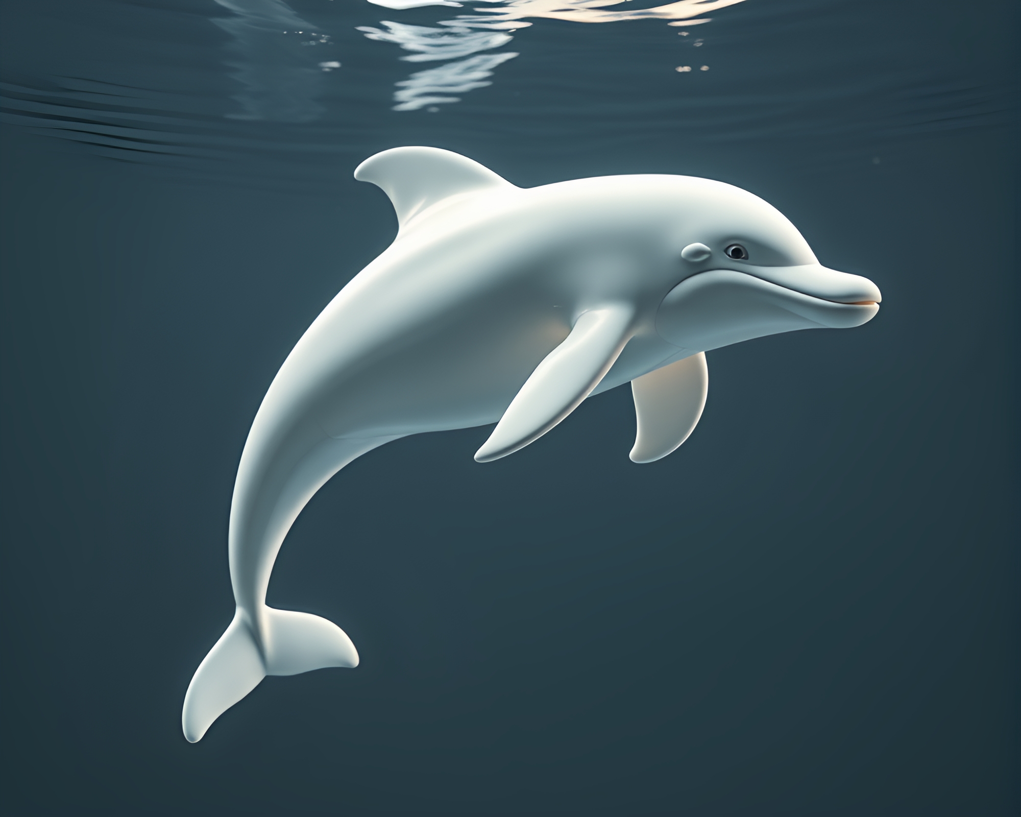 Ivory White Dolphin in Digital Noise – free AI stock image